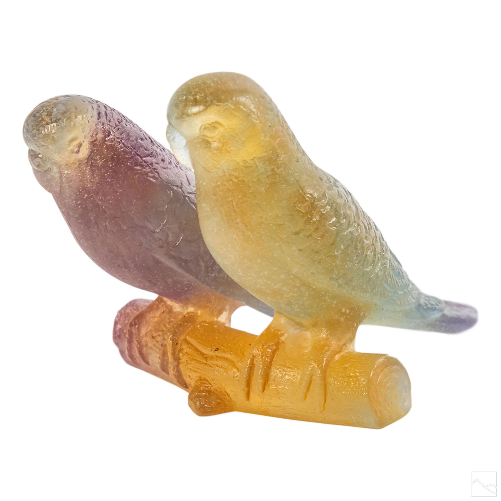 Daum Crystal Polychrome Lovebirds Figurine and Box (1 of 6)