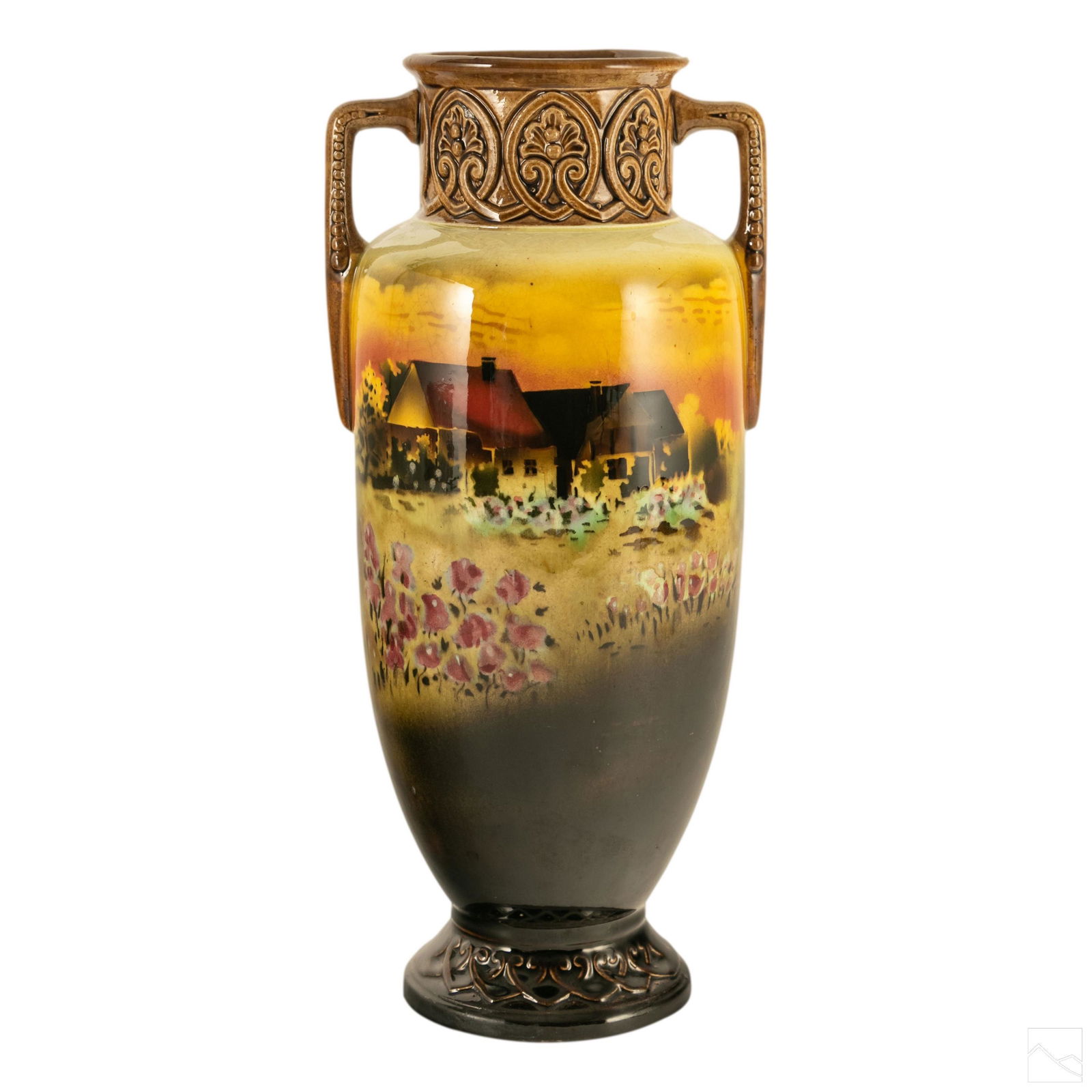 Bohemian Czech 10" Glazed Porcelain Landscape Vase (1 of 7)