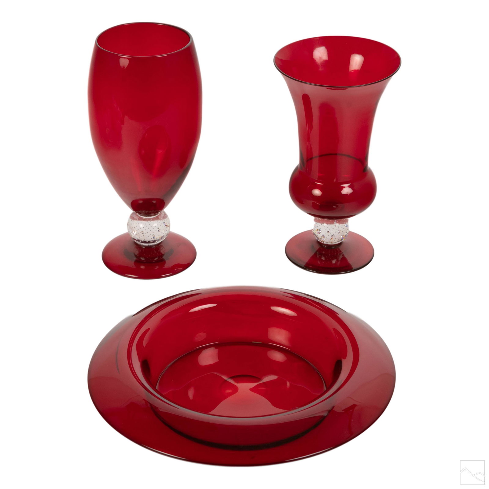 Pairpoint Mt. Washington Ruby Glass Vases and Bowl (1 of 10)