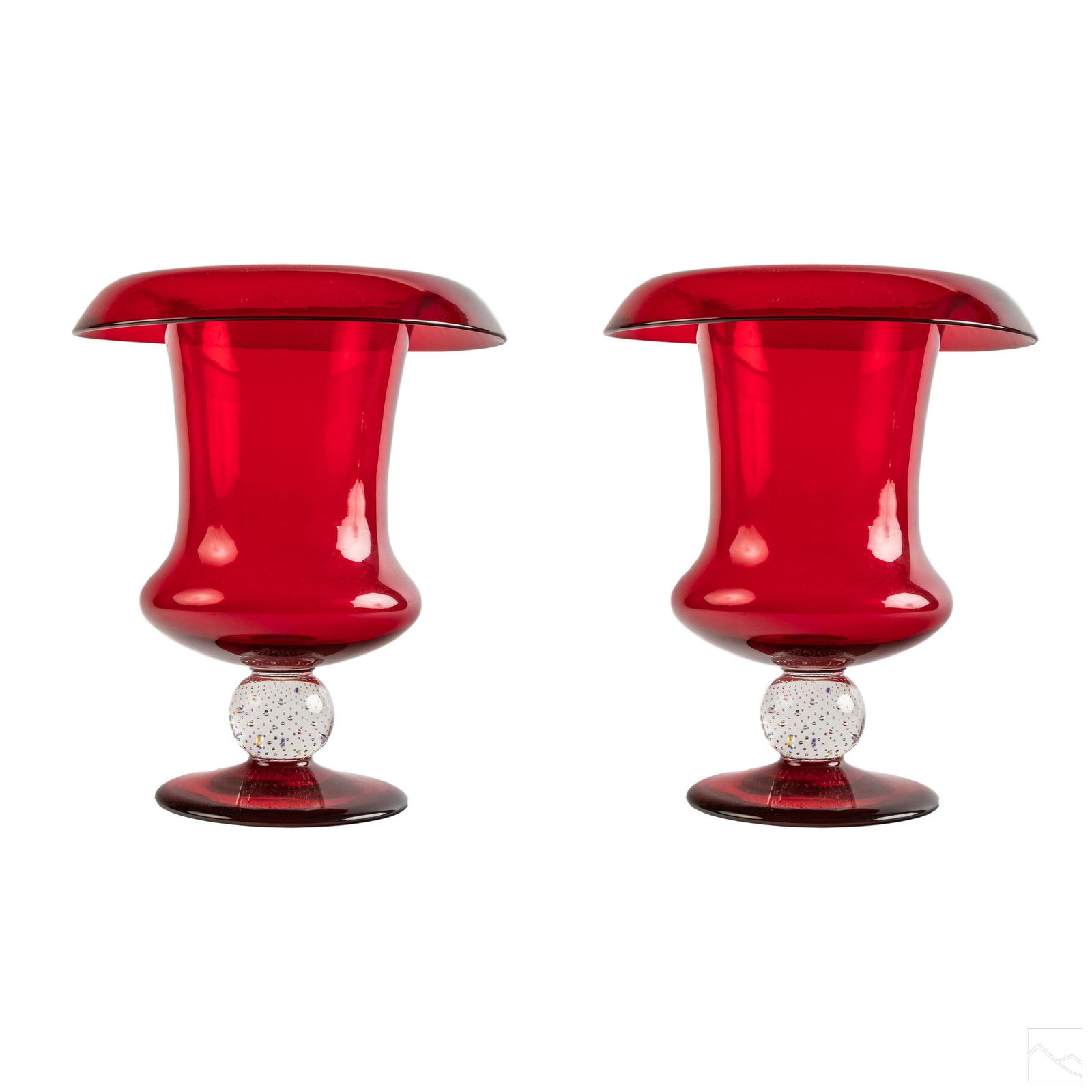 Pairpoint Red Controlled Bubble Art Glass Vases (1 of 6)