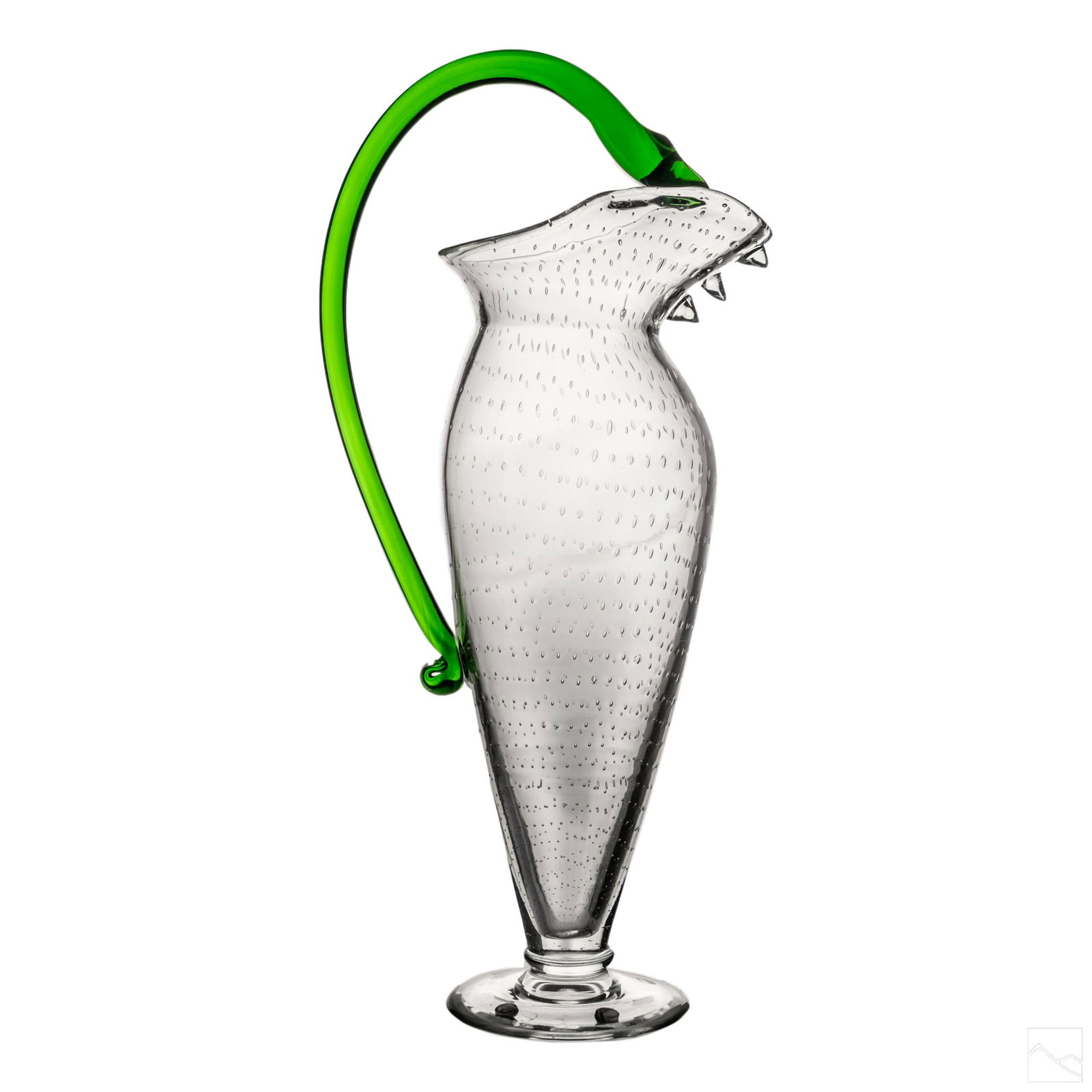 Studio Art Glass Green Blown Bubble Pitcher Ewer (1 of 6)