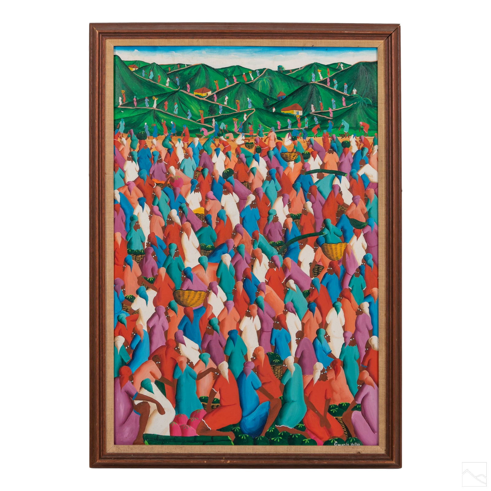 Guinsly Victor 20thC Haitian Folk Art Oil Painting (1 of 5)
