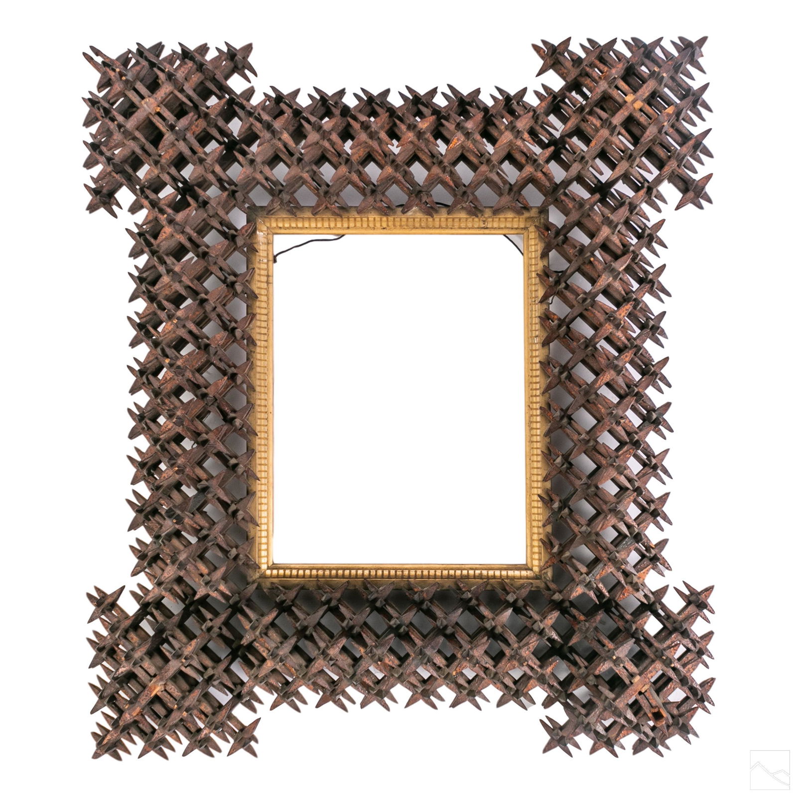 Antique Wood Tramp Folk Art Picture Photo Frame (1 of 5)