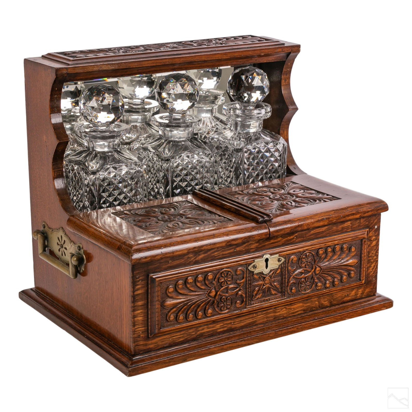 English Glass Crystal Liquor Decanter Tantalus Set (1 of 15)