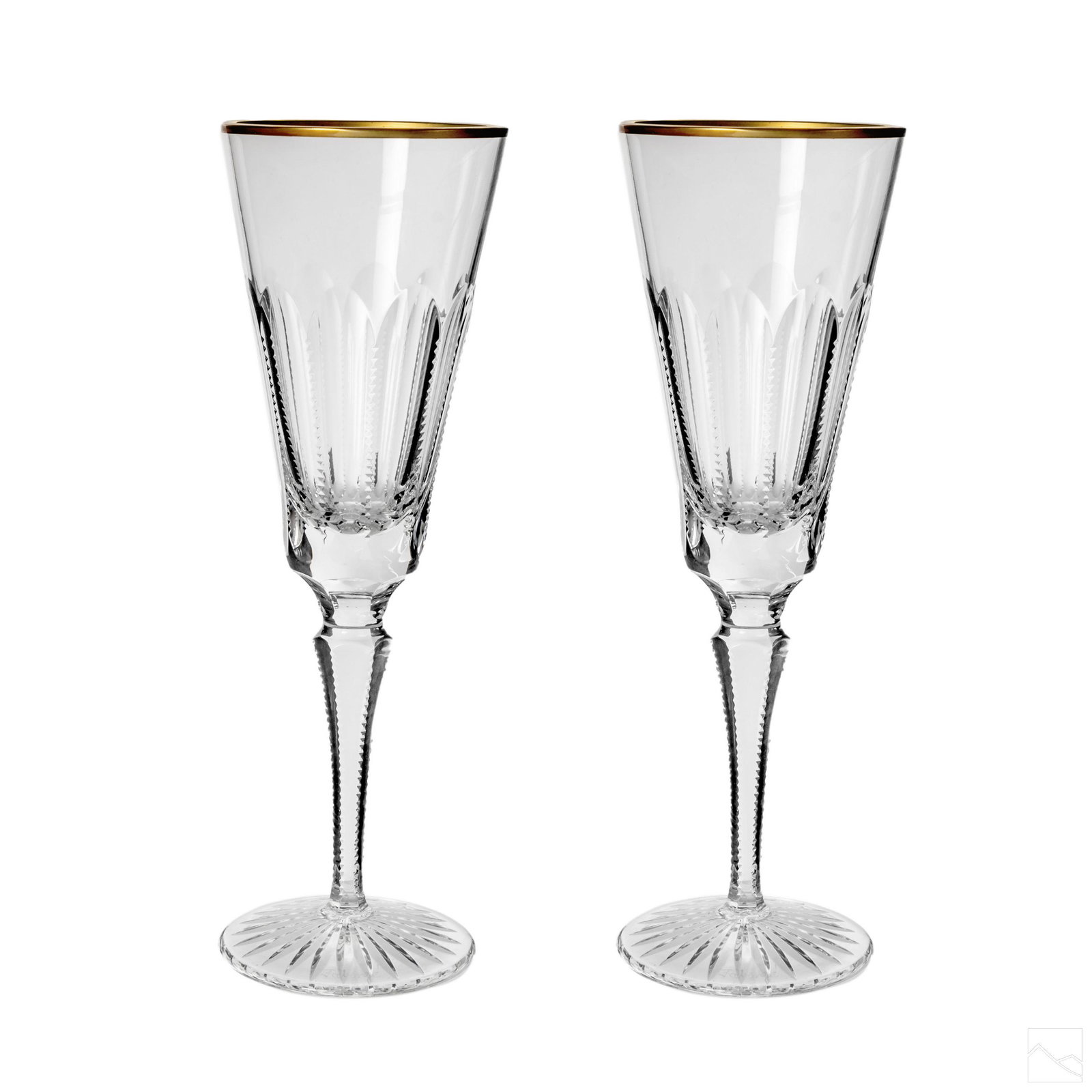 Faberge Gilt Crystal Fluted Champagne Glasses Pair (1 of 7)