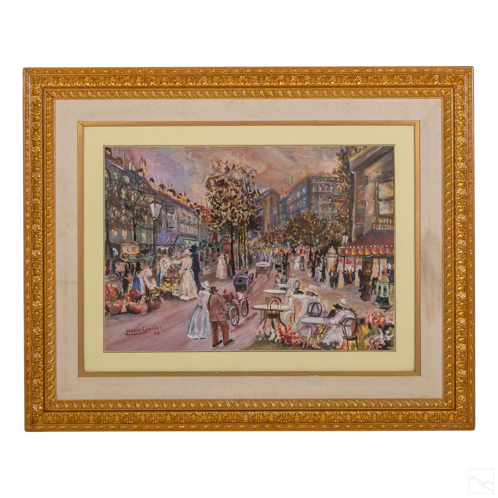 Parisian Cityscape Gouache Painting after Grenier (1 of 5)