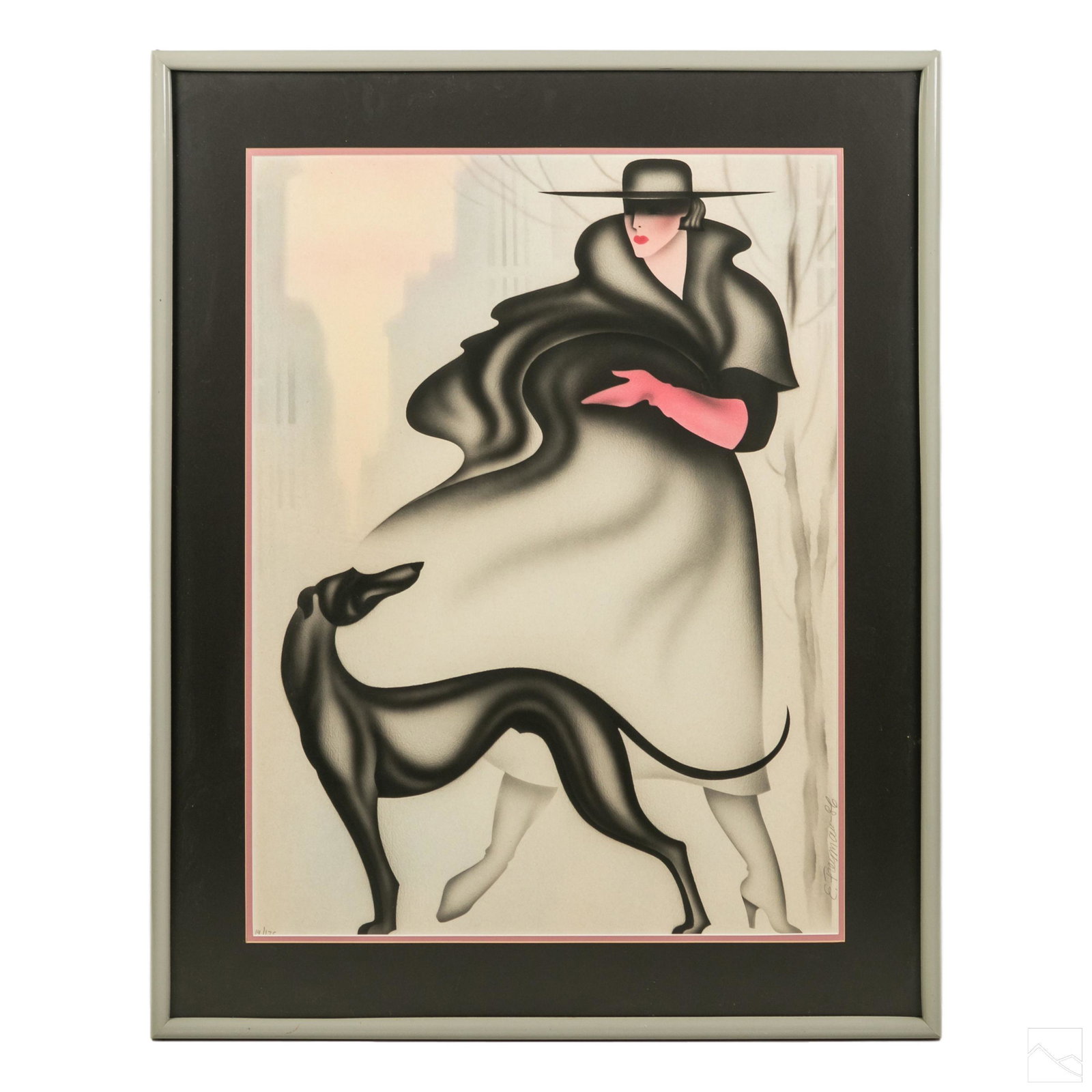Erik Freyman b.1932 Art Deco Lady and Borzoi Litho (1 of 6)
