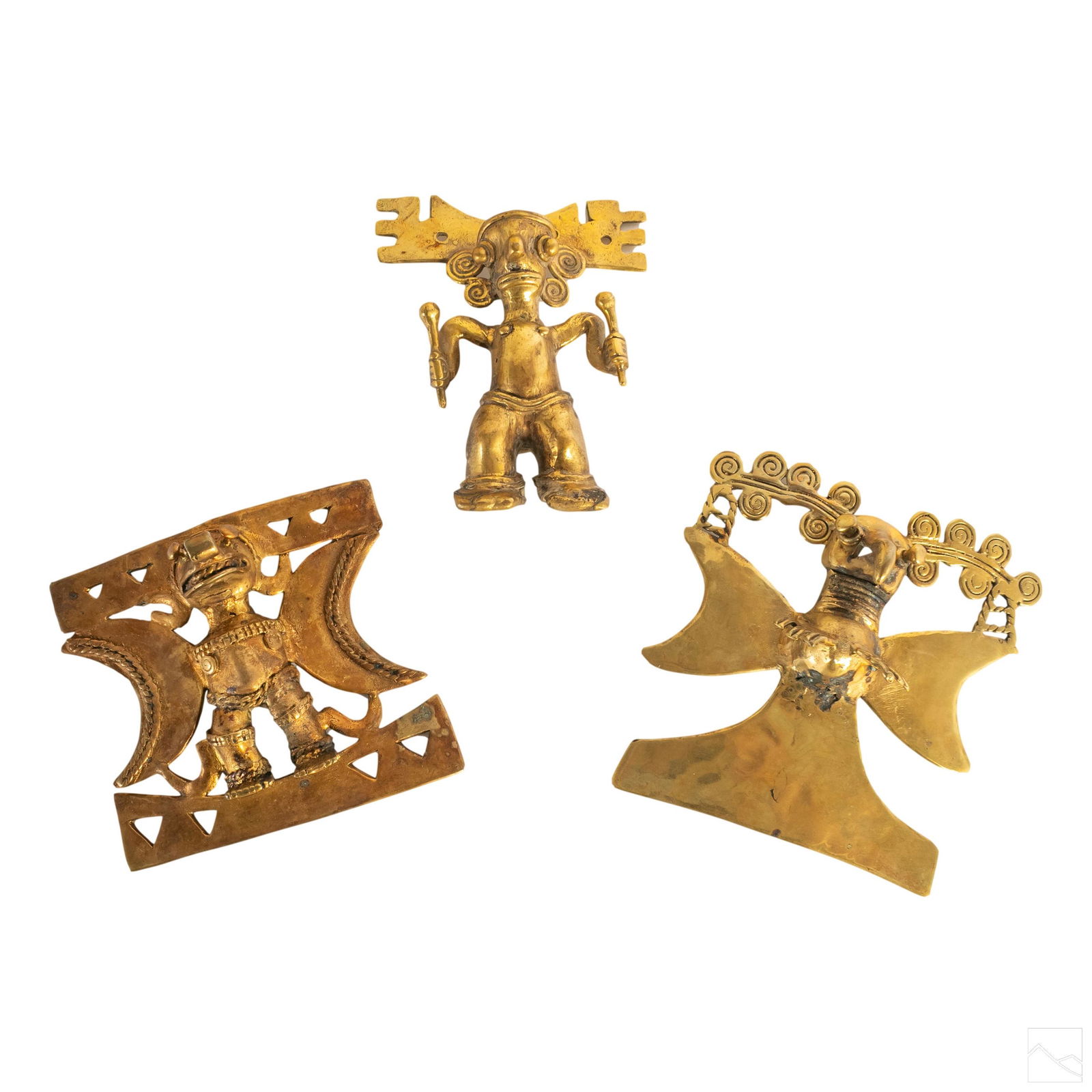 Pre Columbian Style 6" Gilt Metal Divine Figurines (1 of 8)