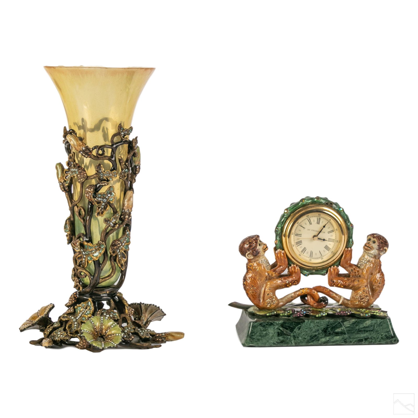Jay Strongwater Jeweled Monkey Clock & Vase Group (1 of 13)