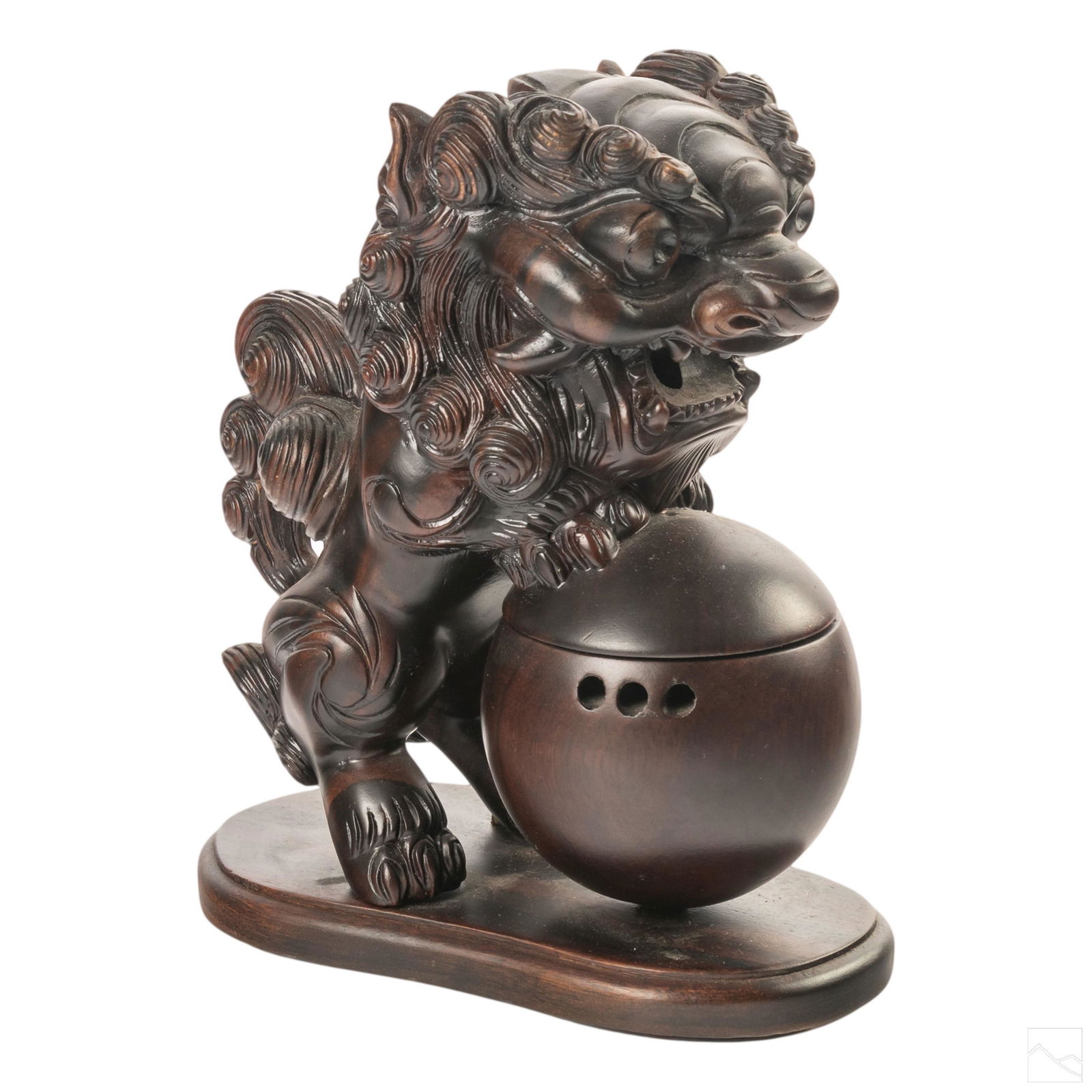 Chinese Carved Rosewood Lion Censer Incense Burner (1 of 6)