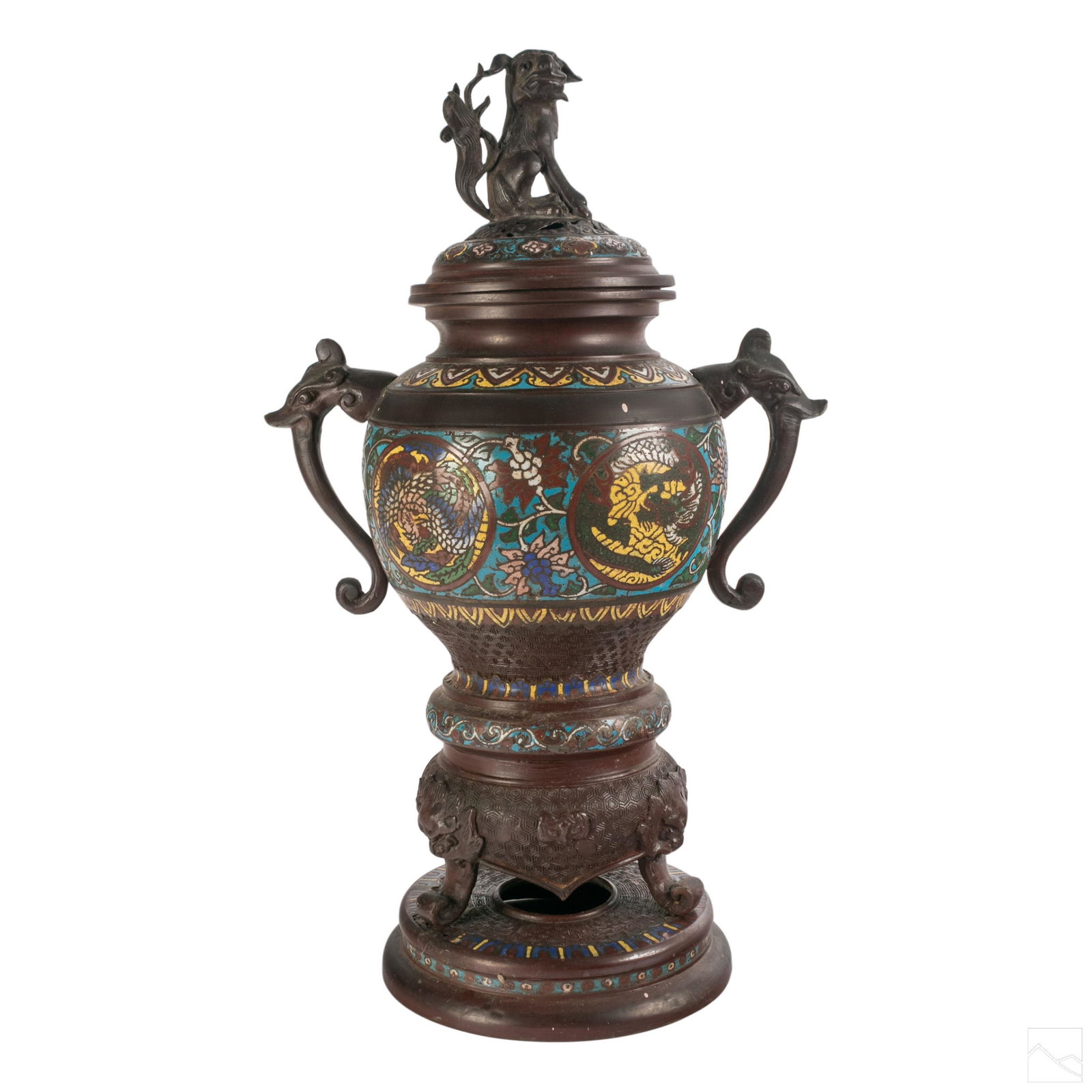 Chinese Bronzed Cloisonne Foo Dog Incense Burner (1 of 8)
