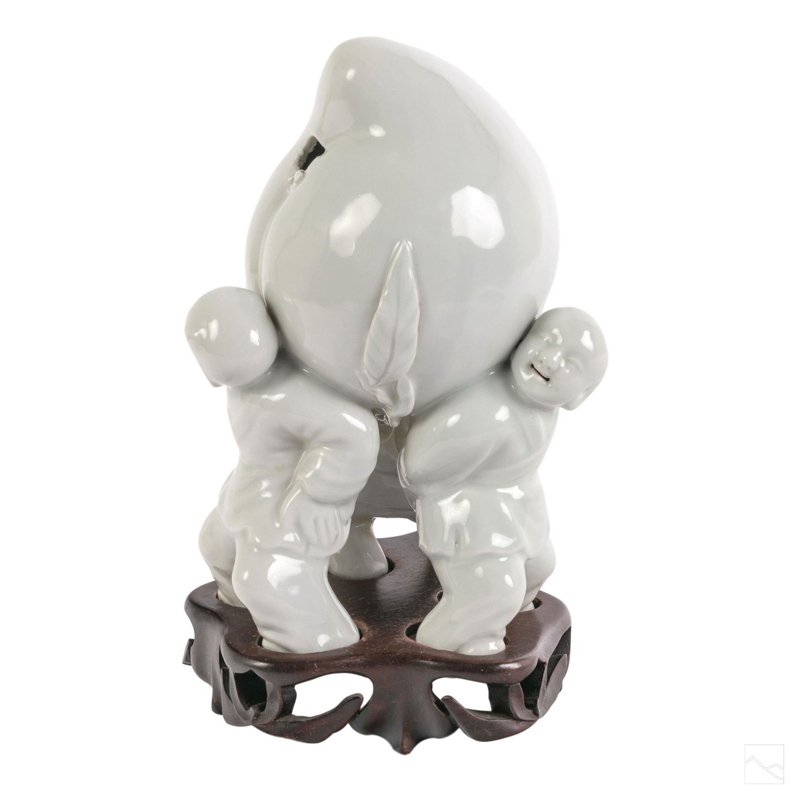 Chinese Porcelain Children w Peach Sculpture (1 of 7)