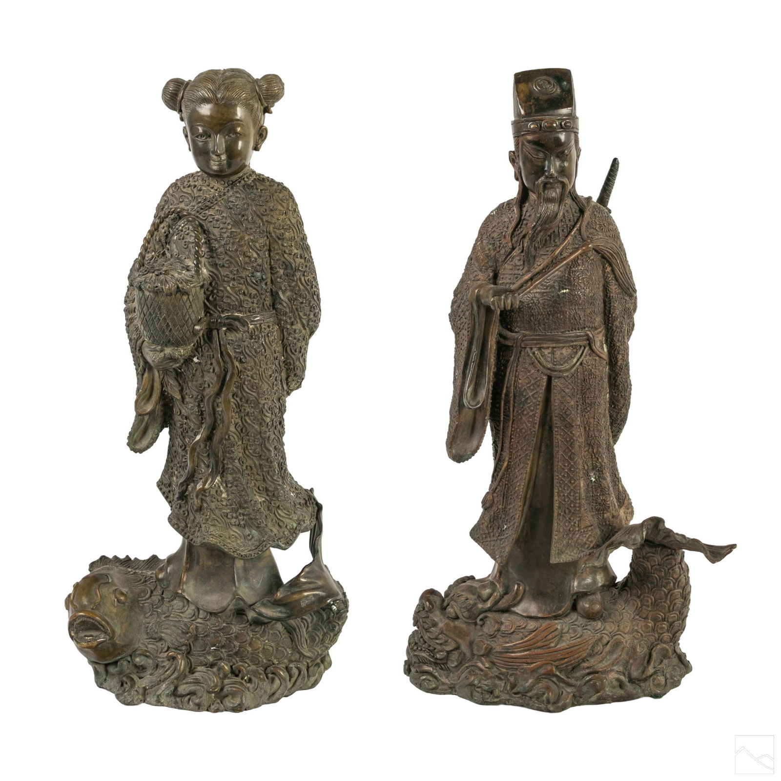 Chinese Immortal Allegorical Bronze Sculpture Pair (1 of 13)