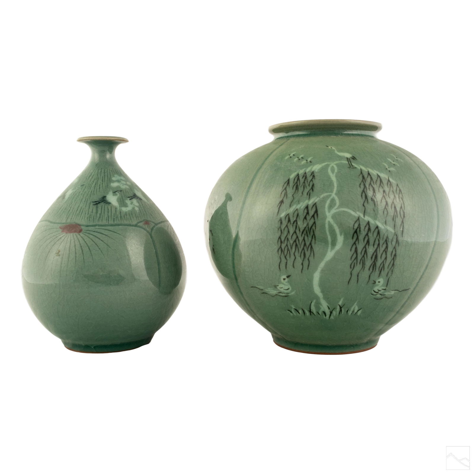 Korean Celadon Porcelain VTG Artist Marked Vases (1 of 7)