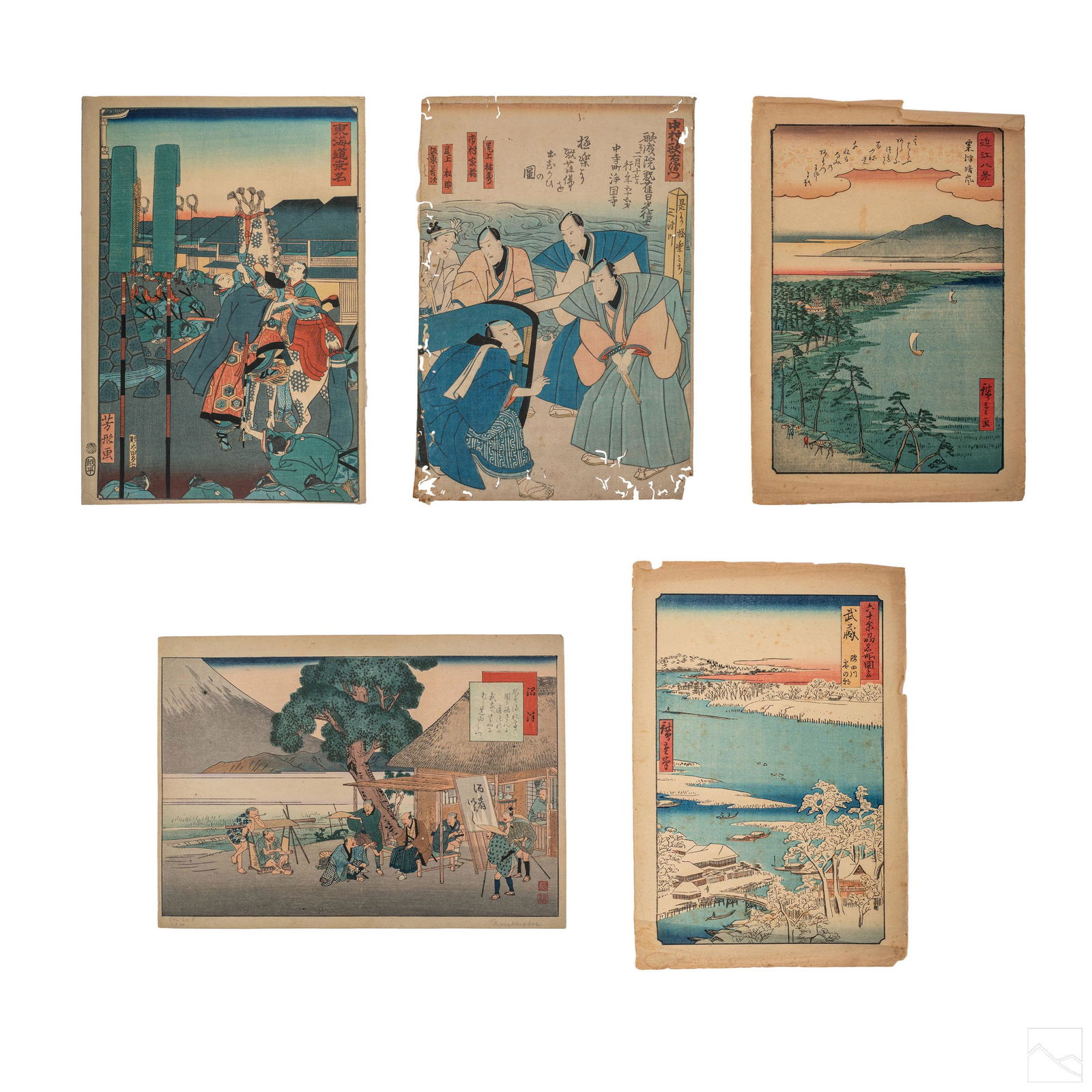 Japanese Antique Ukiyo E Woodblock Art Print Group (1 of 7)