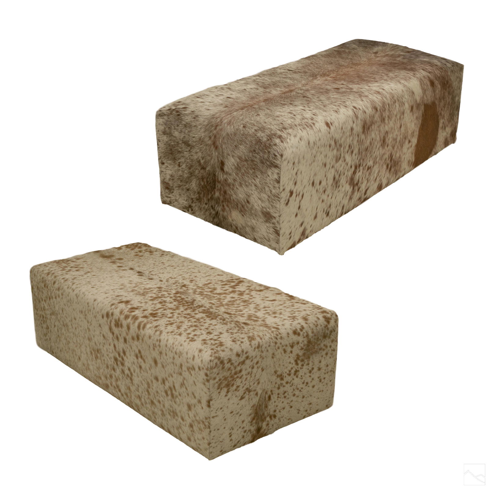 Modern Set of Two Leather Cowhide Bench Ottoman (1 of 8)