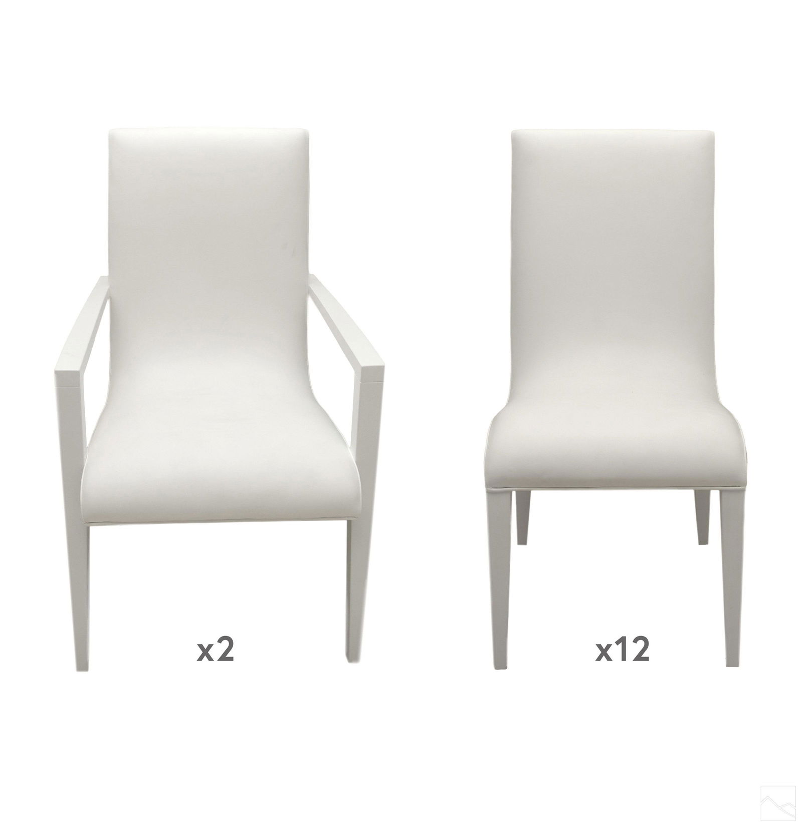 14 Italian Modern White Leather Dining Chairs Set (1 of 12)