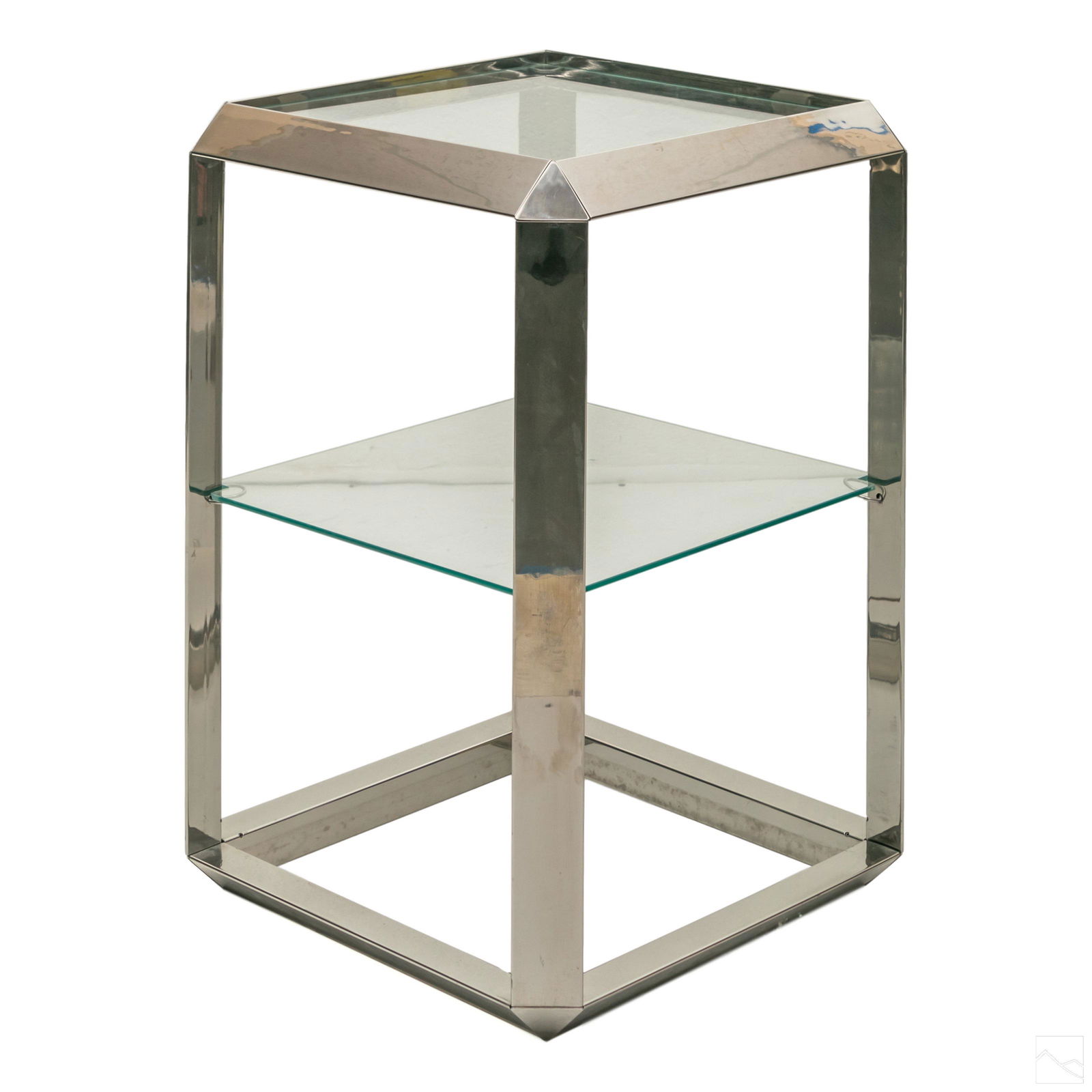 Modern 32" Chrome Glass Octagonal Shaped End Table (1 of 6)