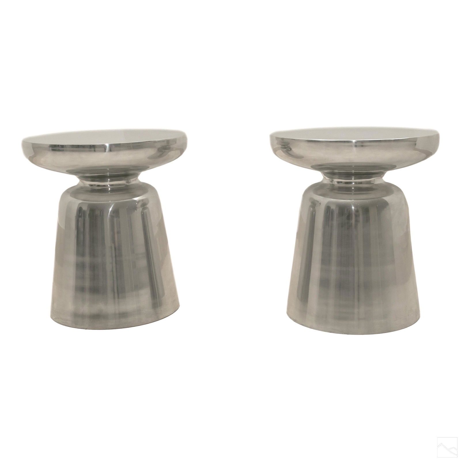 West Elm Modern Pair of Silver Side End Tables (1 of 6)