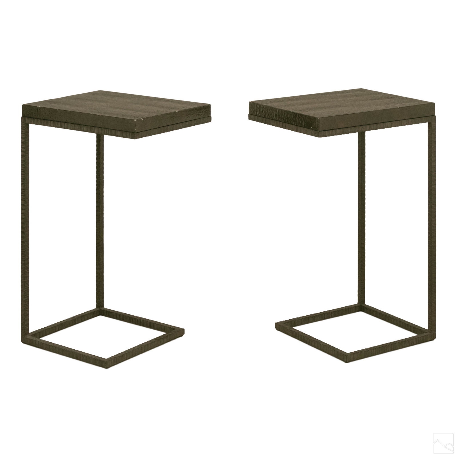 Designer Modernist Pair of Metal Side End Tables (1 of 5)