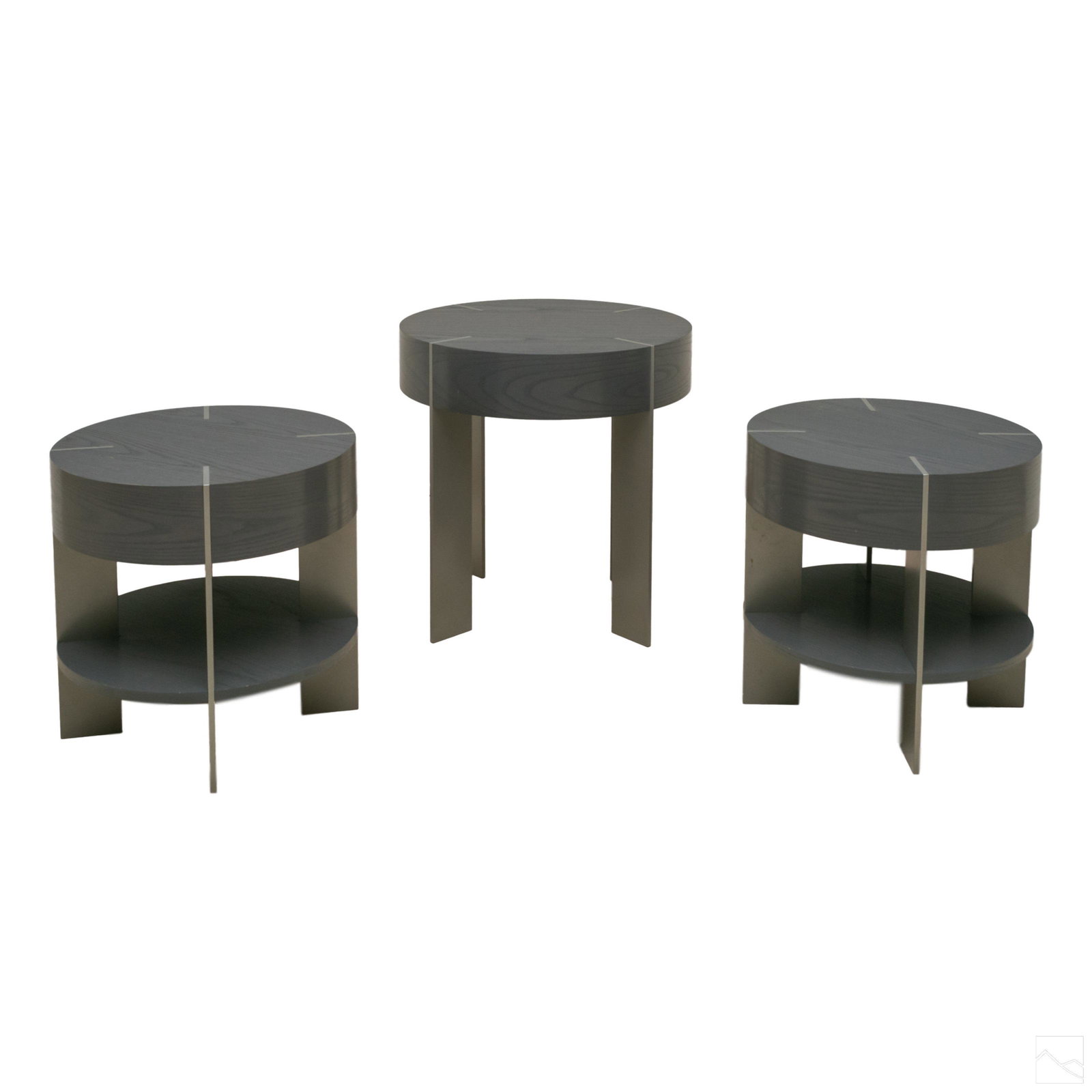 Antoine Proulx Set of 3 Round Grey Side End Tables (1 of 8)