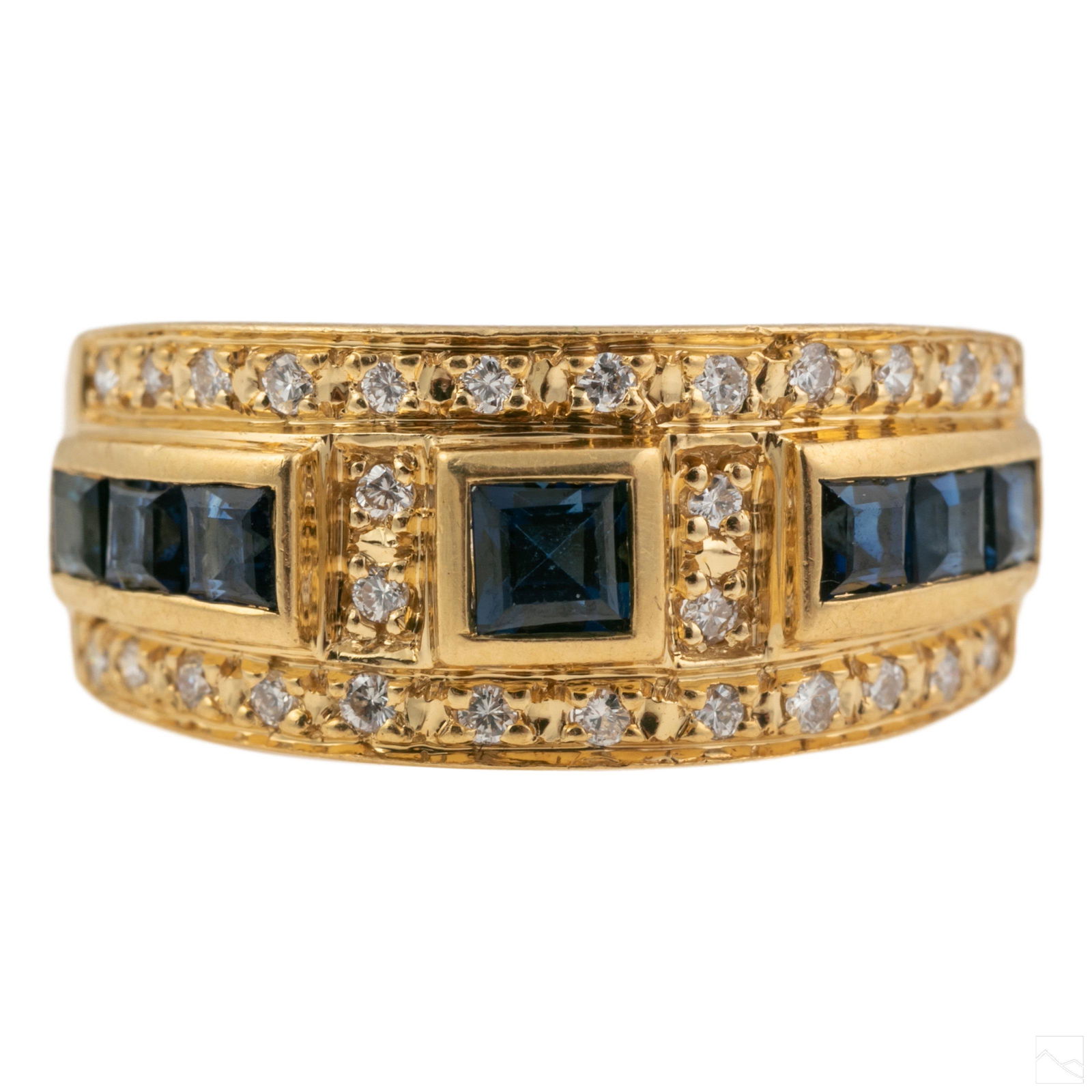 18K Gold Designer Style Diamond Sapphire Ring Sz 6 (1 of 8)