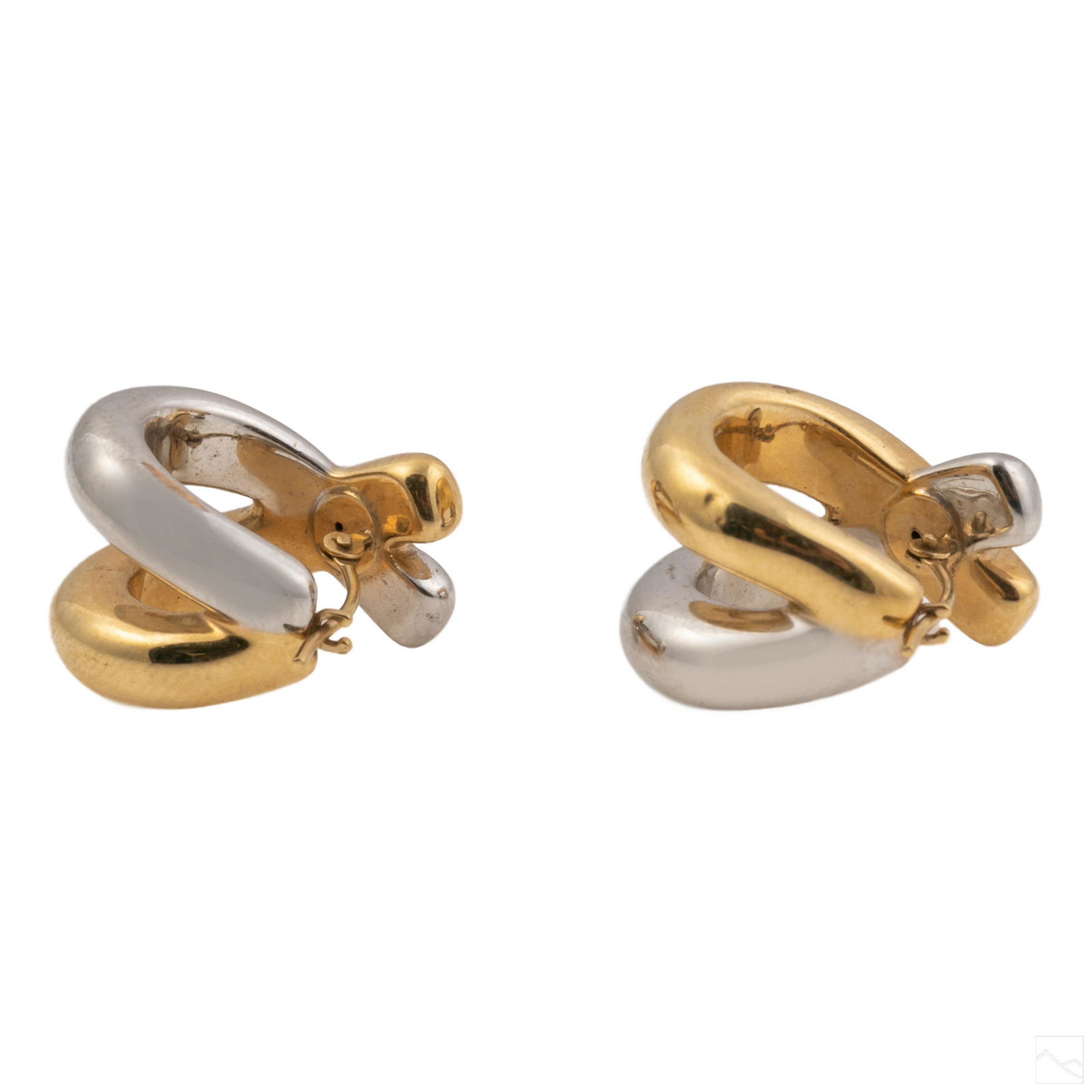 14K White & Yellow Gold Designer Hoop Earring Pair (1 of 5)