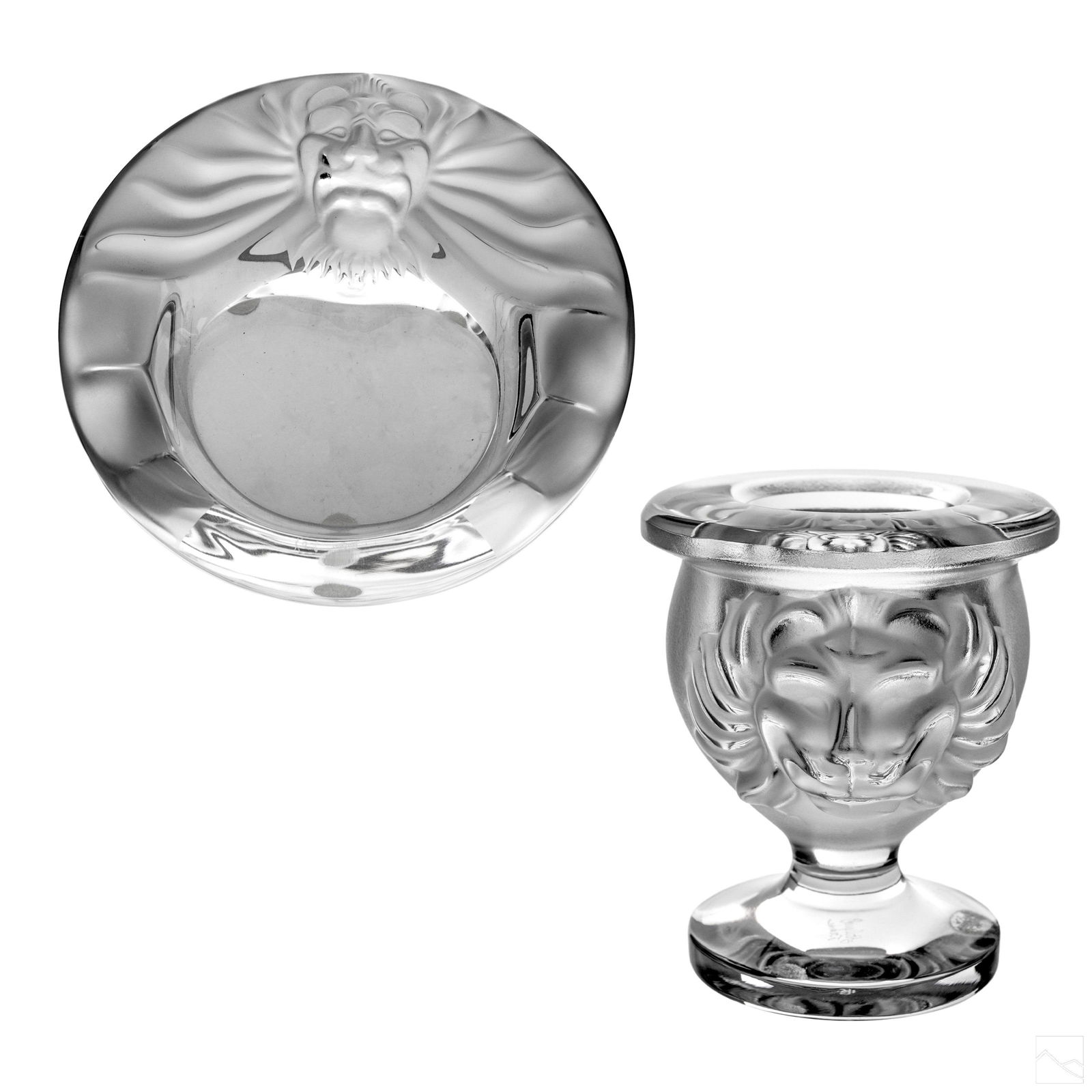Lalique Crystal Two Piece Lion's Head Smokers Set (1 of 7)
