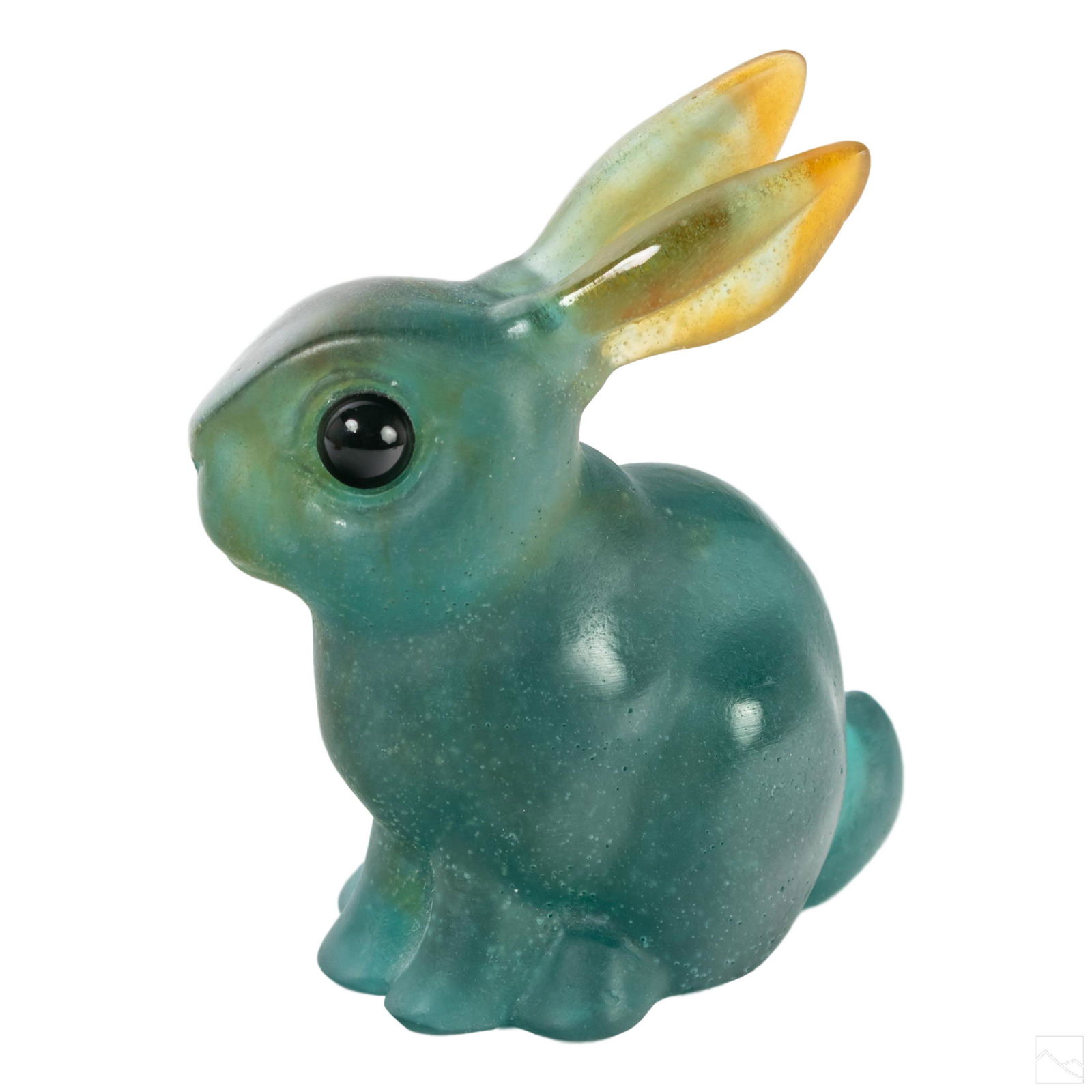 Daum Glass Crystal Lapin Gris Vert Rabbit Figurine (1 of 5)