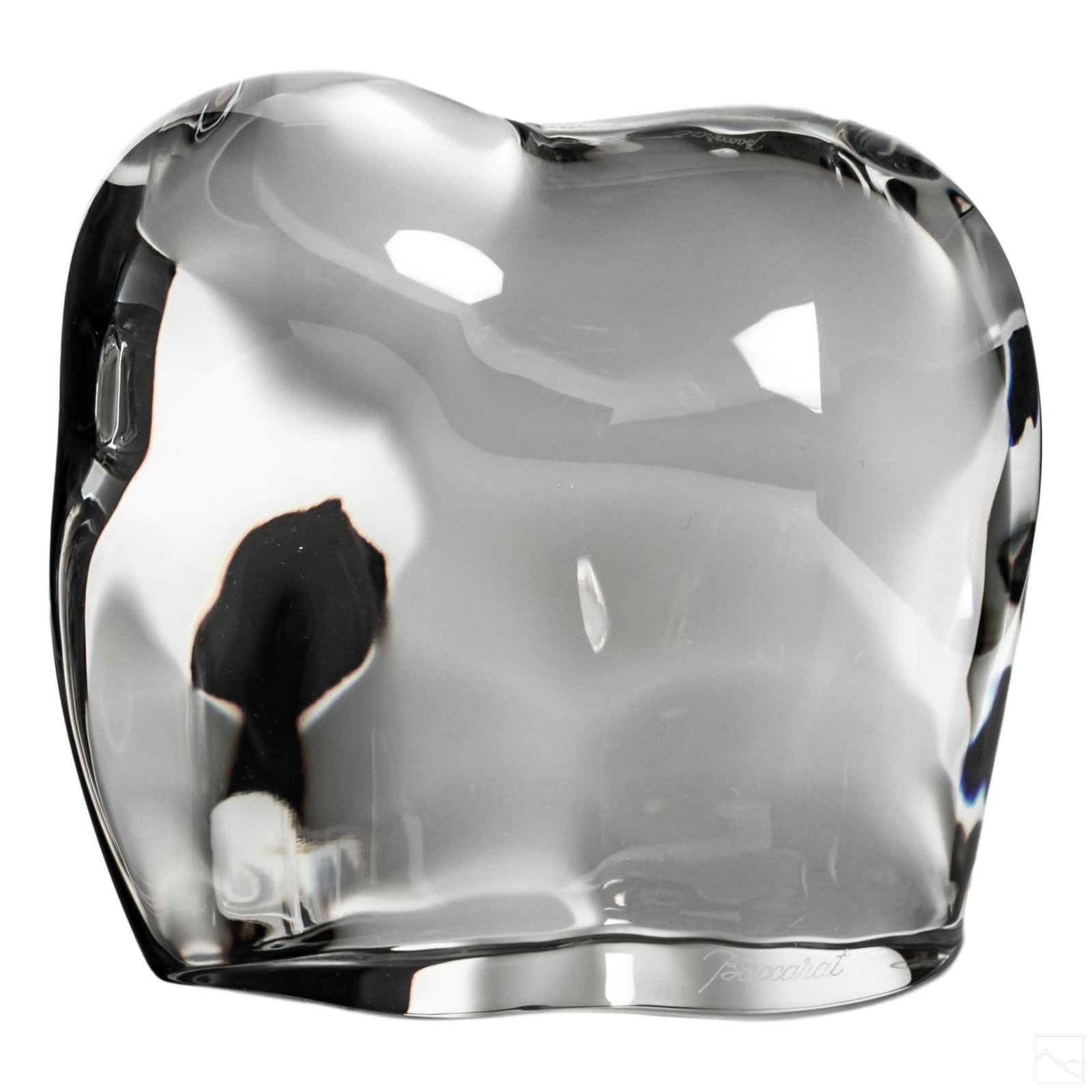 Baccarat French Crystal Elephant Figurine Statue: Crafted of fine quality French art glass clear crystal. Elephant figurine with simplified abstract design. Acid etched Baccarat on lower right side and brand stamp on underside. SHIPPING Hill Auction 