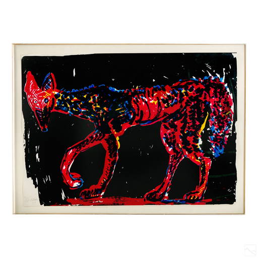 Rainer Fetting B.1949 Expressionist Wolf Serigraph