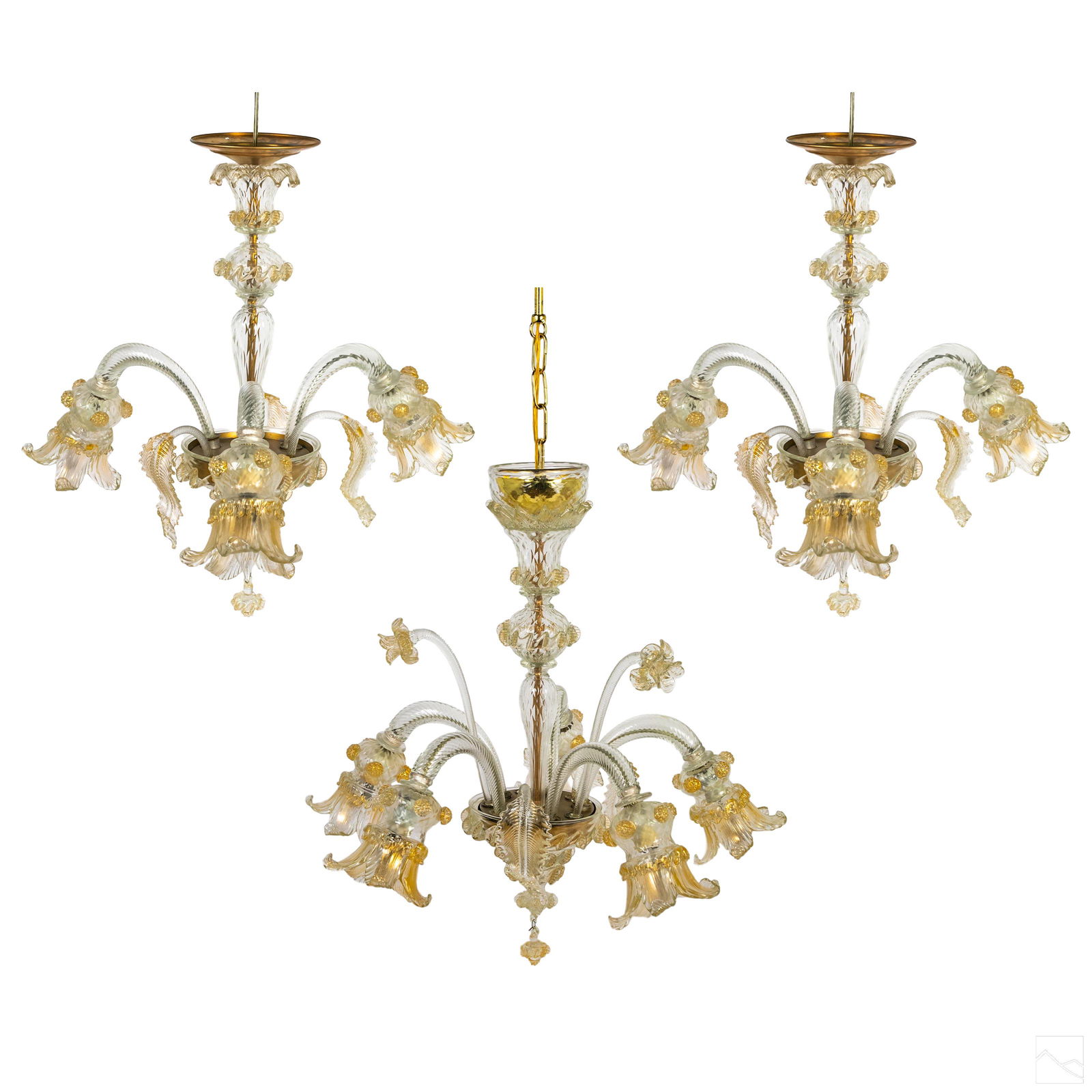 Murano Venetian Art Glass Gold Fleck Chandeliers (1 of 10)
