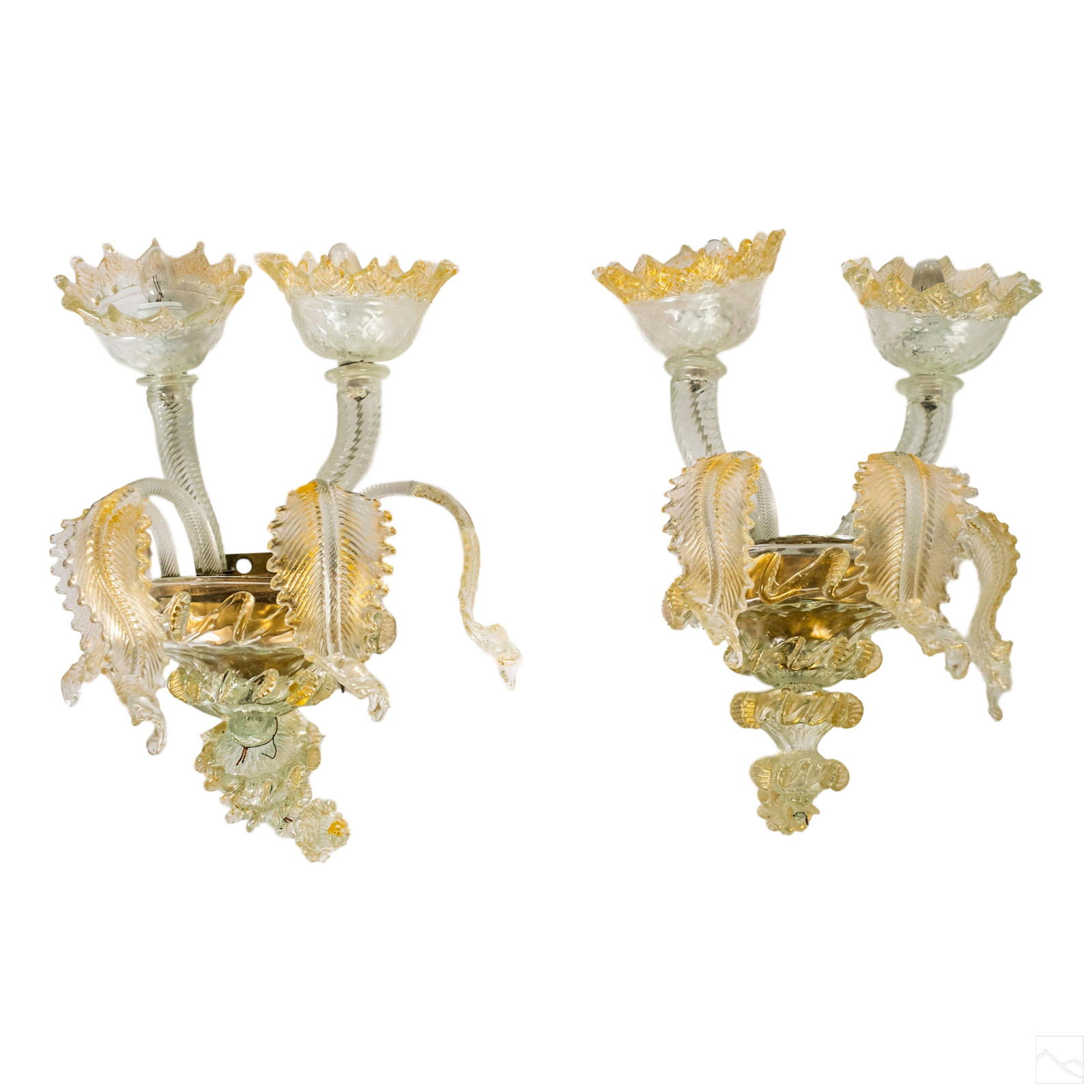 Murano Venetian Art Glass Two Light Sconces Pair (1 of 7)