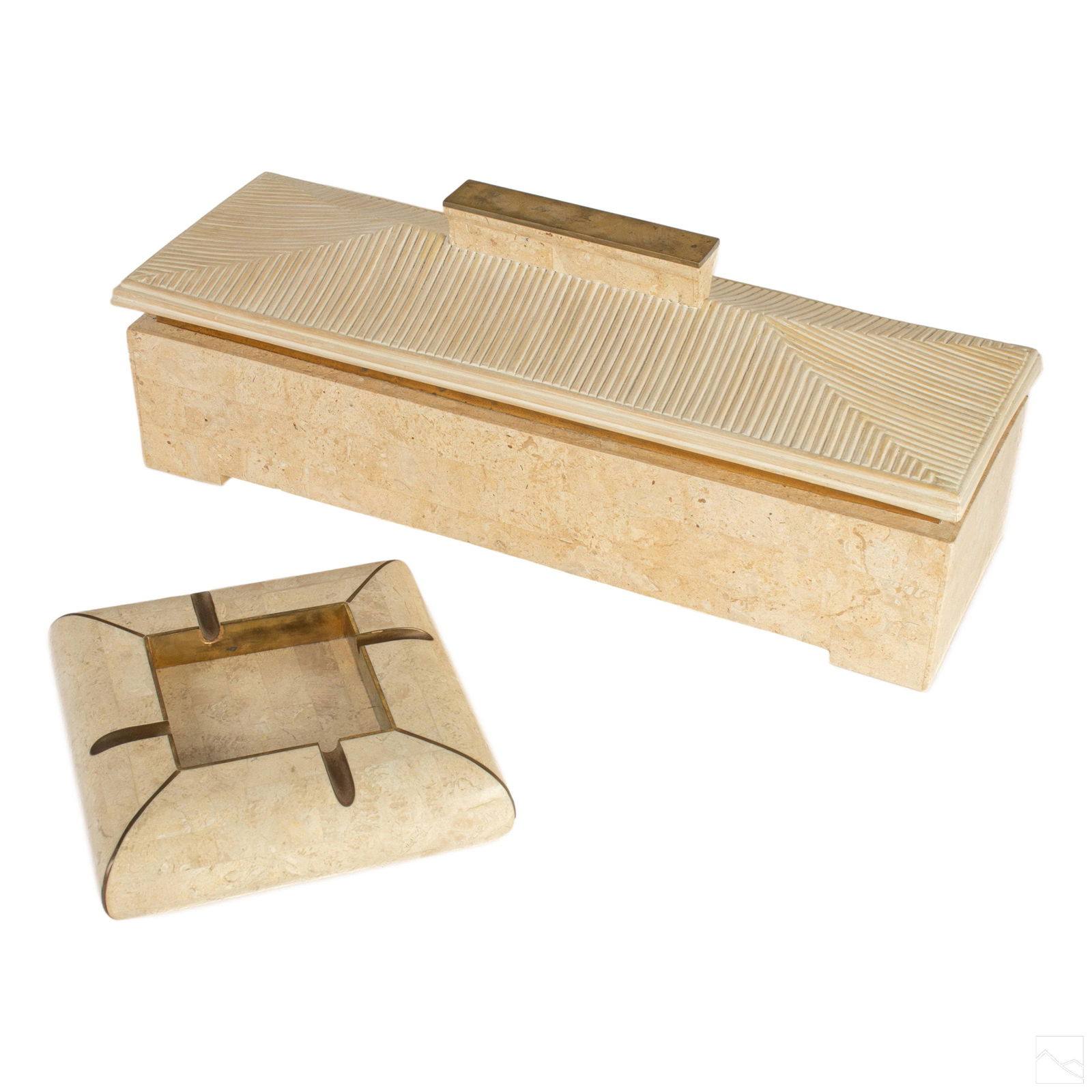 Maitland Smith Tessellated Marble Box and Ashtray (1 of 8)