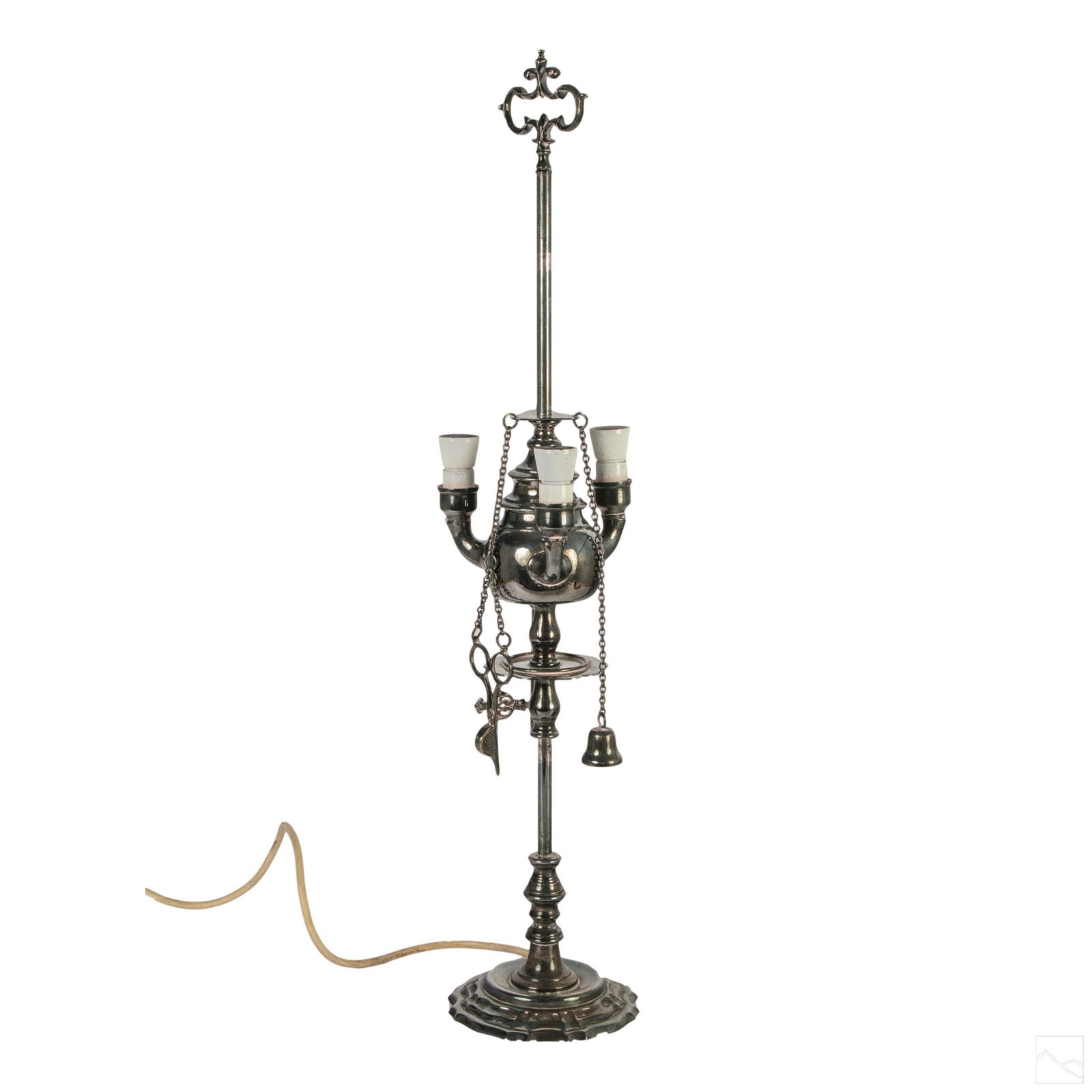 Cassetti Italy Silver Plate Orientalist Table Lamp (1 of 9)