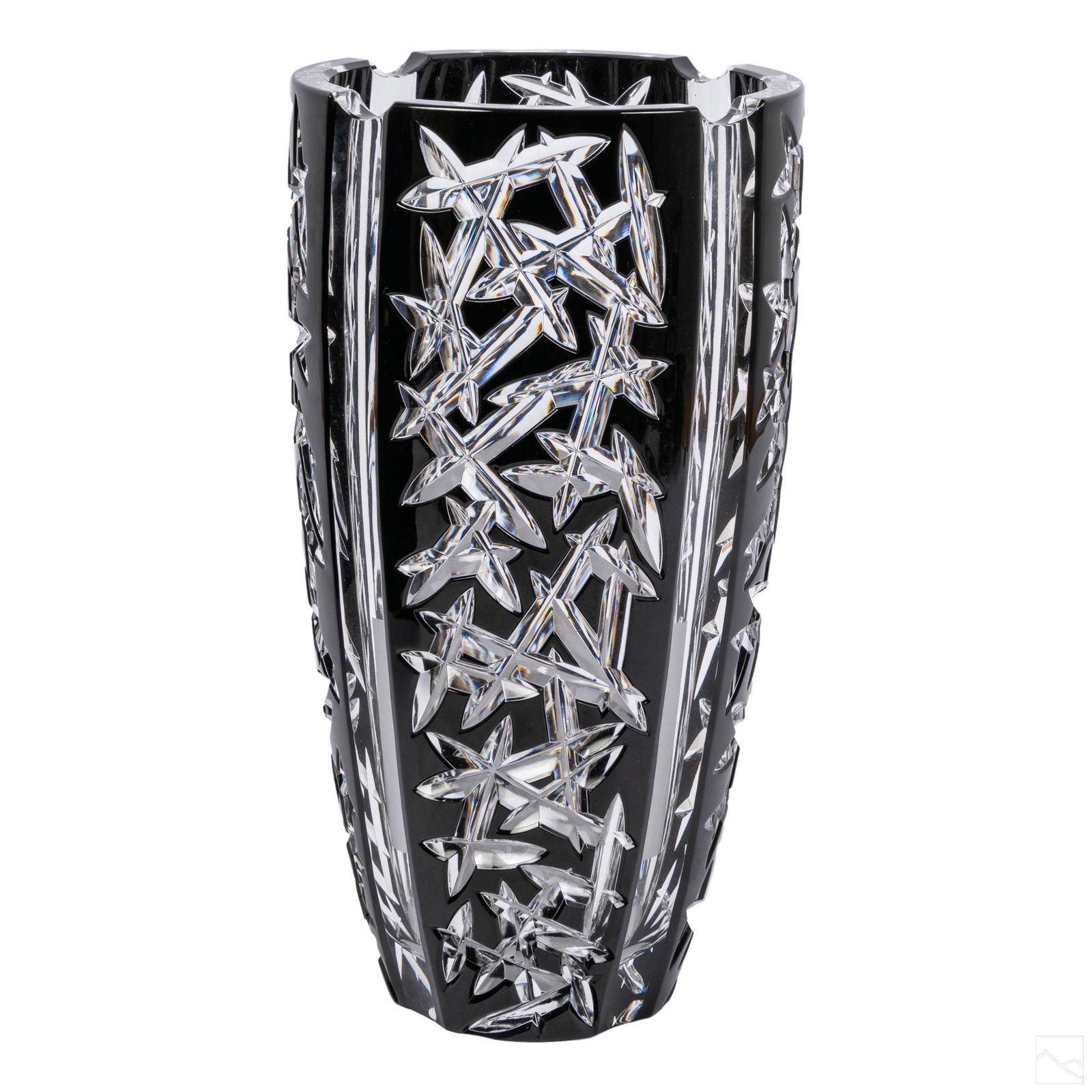 House of Faberge Black to Clear Glass Crystal Vase (1 of 11)