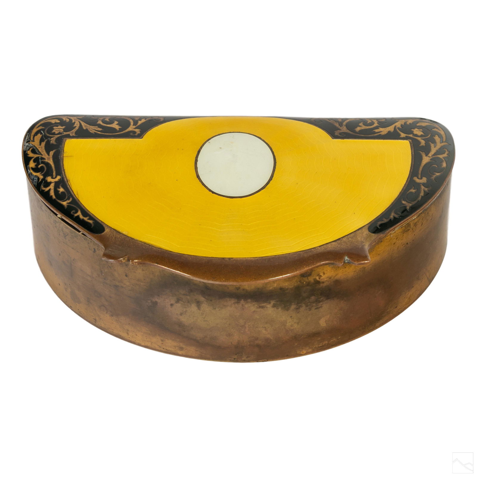 Austrian Art Deco Antique Brass Enamel Dresser Box (1 of 8)