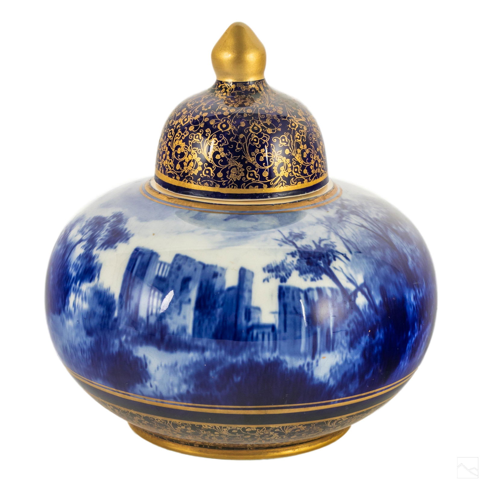 Doulton Burslem Flow Blue Kenilworth Castle Jar (1 of 7)