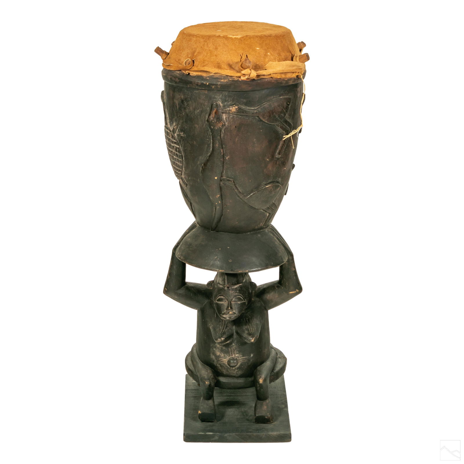 African Tribal Carved Wood Senufo Ceremonial Drum (1 of 7)