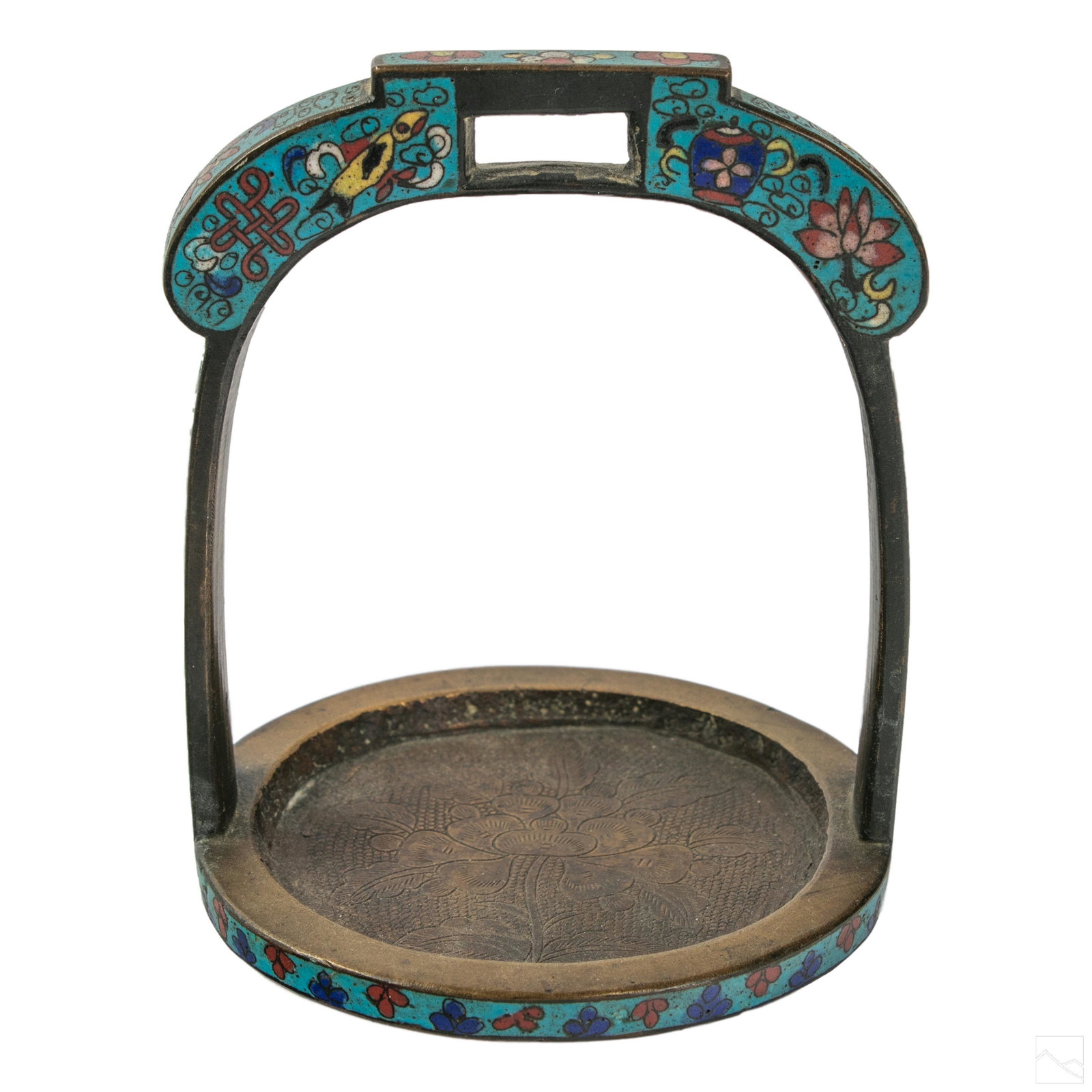 Chinese Bronze Enamel Cloisonne Stirrup Sculpture (1 of 7)