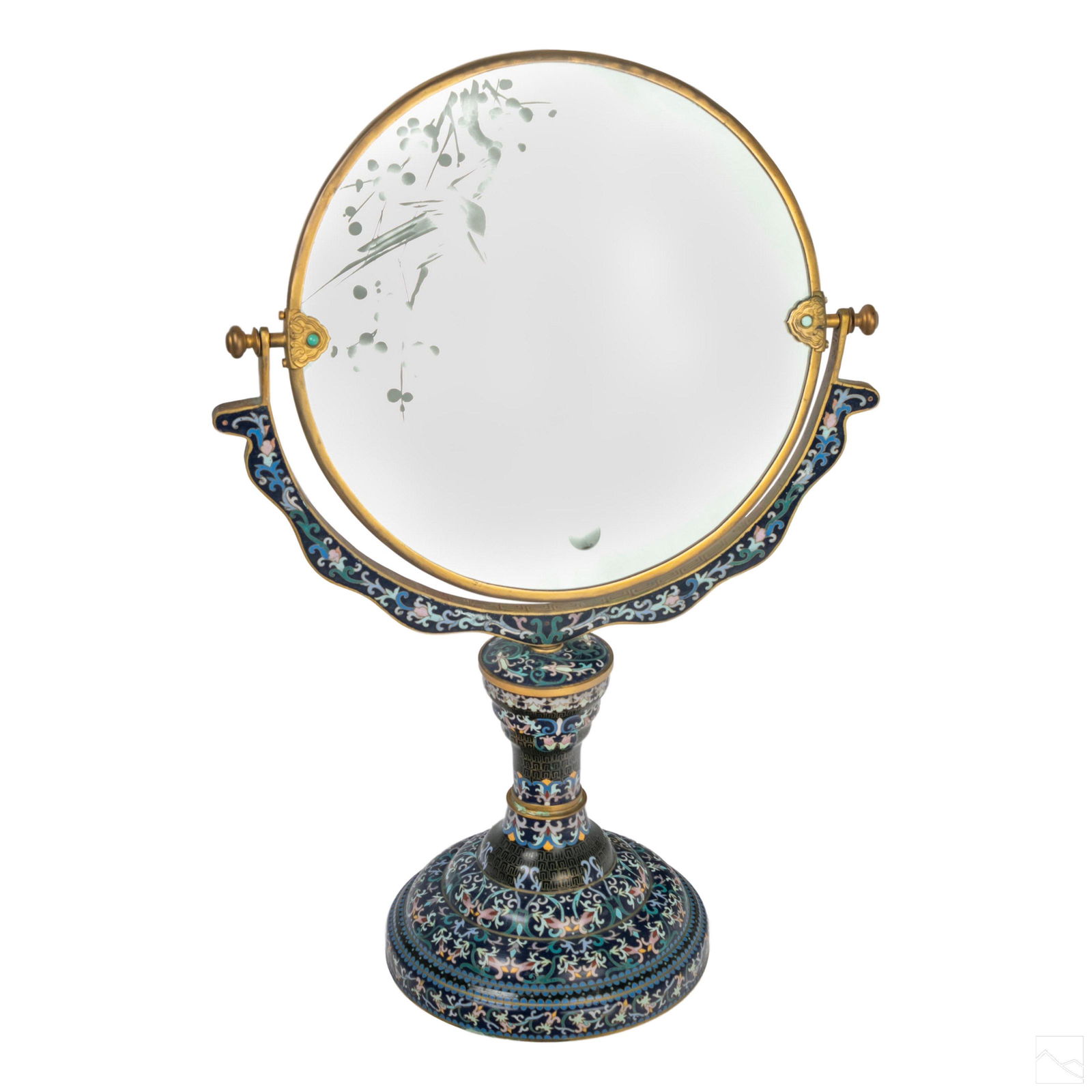Chinese Enameled Cloisonne Two Sided Vanity Mirror (1 of 6)