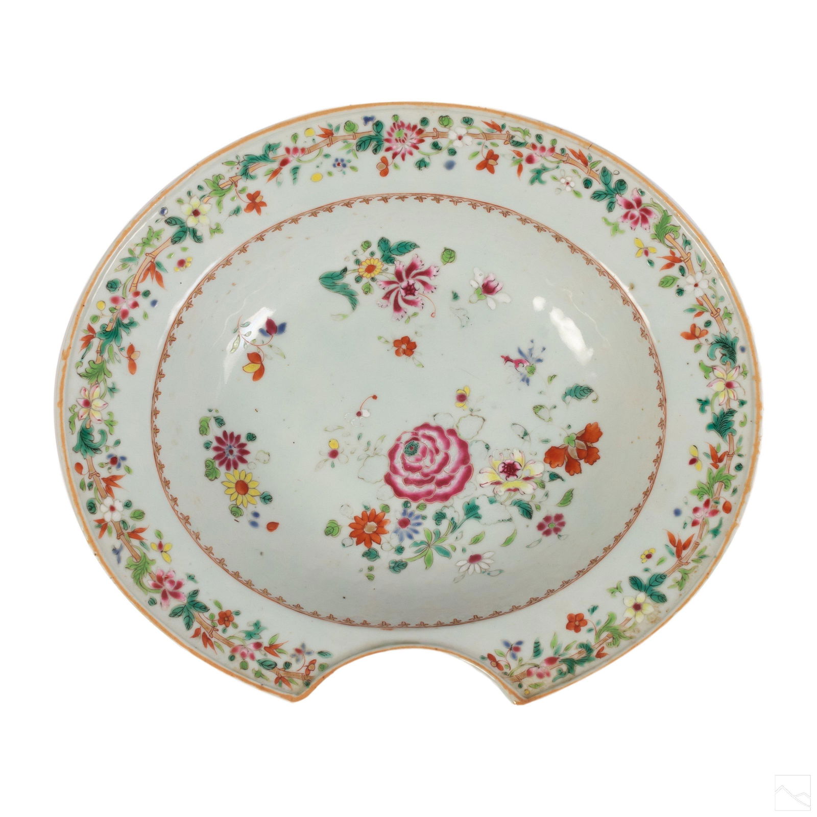 Chinese Famille Rose Porcelain Floral Shaving Bowl (1 of 4)