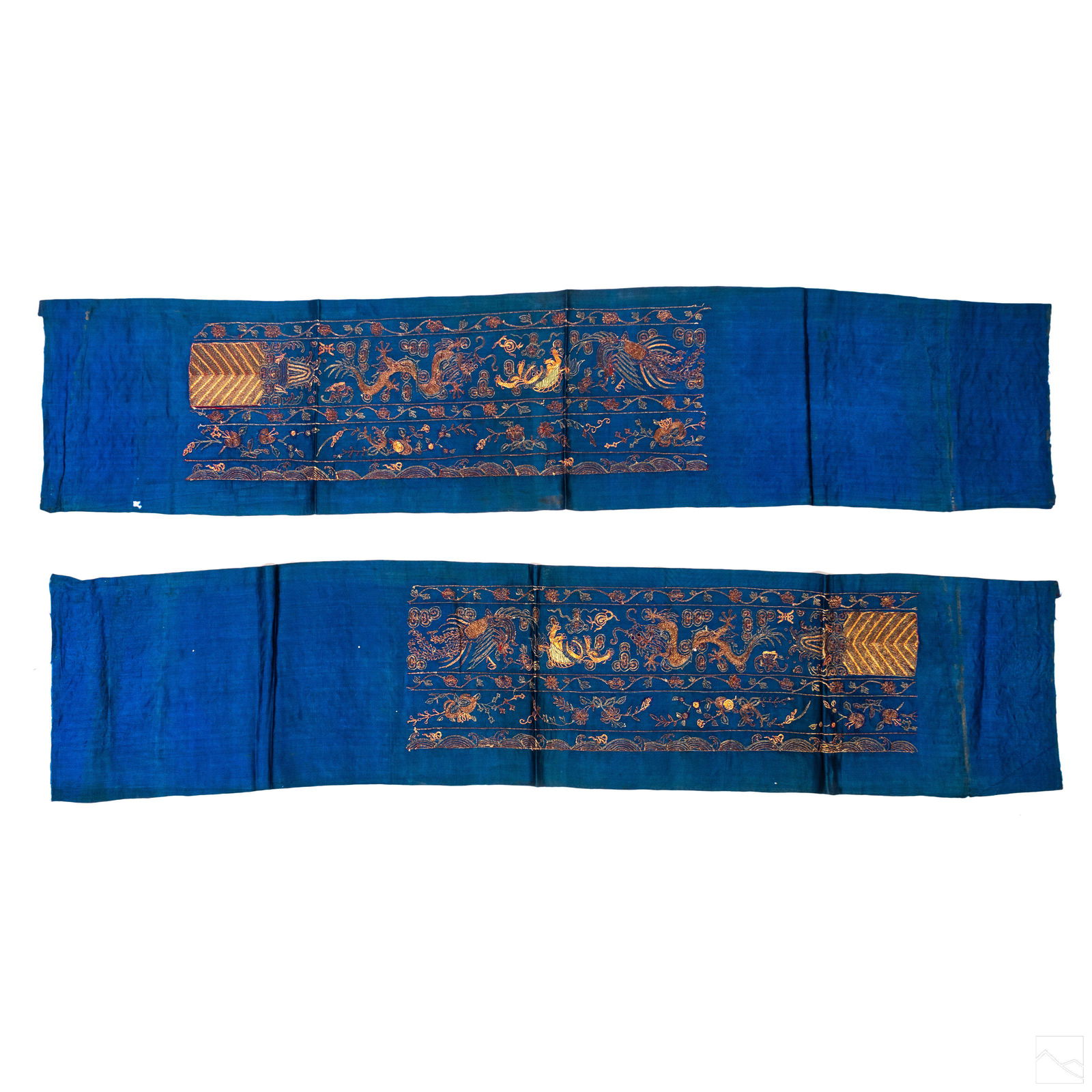 Chinese Gilt Thread Silk Embroidered Panels PAIR (1 of 3)