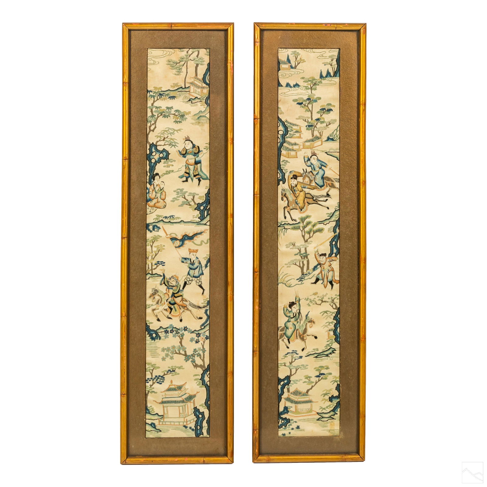 Chinese Embroidered Silk Landscape Hanging Panels (1 of 6)