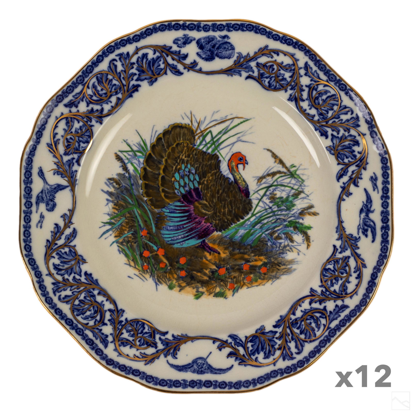Royal Cauldon English Wildlife Dinner Plates DOZEN (1 of 6)
