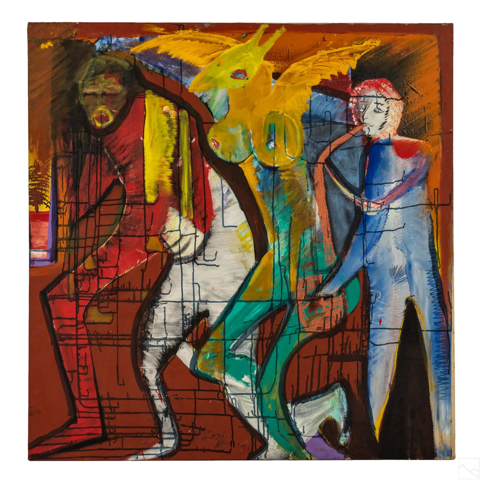 Royi Akavia b.1956 Abstract Graffiti Art Painting (1 of 4)