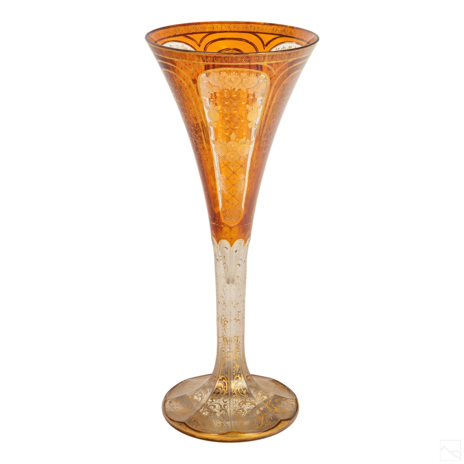 Bohemian Glass and Gilt Enameled 14" Antique Vase (1 of 9)