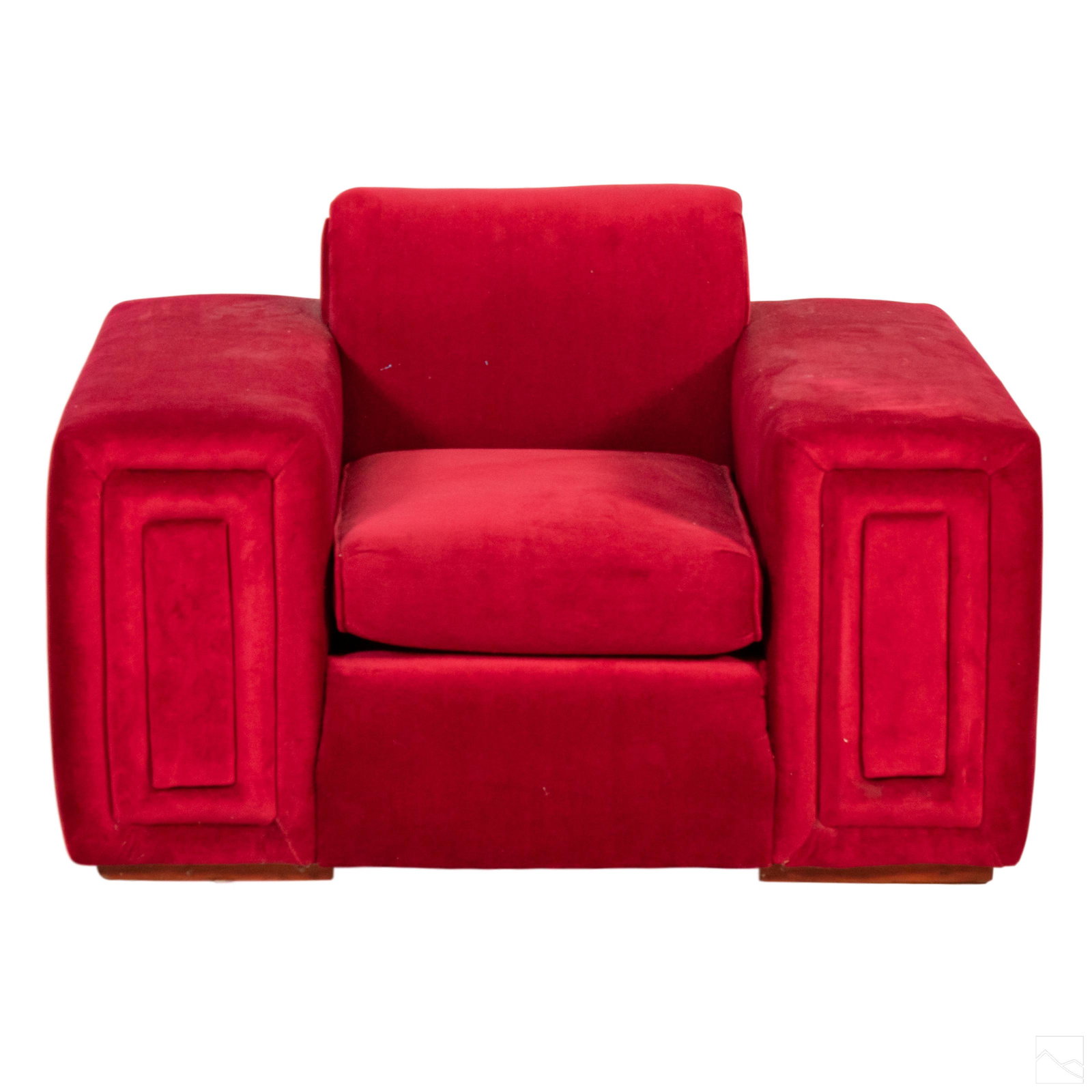 Modern Art Deco Style Plush Red Velvet Club Chair (1 of 8)