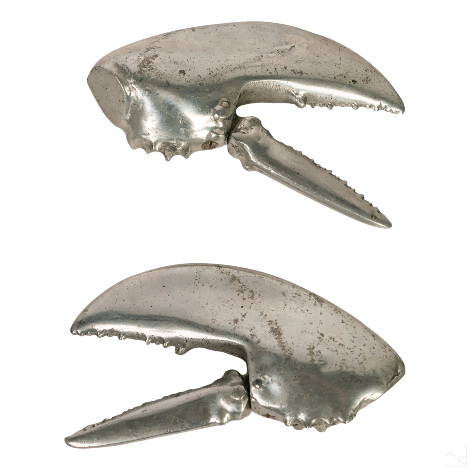 Aluminum Lobster Claw & Shellfish Cracker Tools: Two unique lobster claw or nut crackers. Made of cast aluminum, with spring claw. Bearing no manufacturer or makers mark. SHIPPING Hill Auction Gallery will offer in-house continental USA shipping for