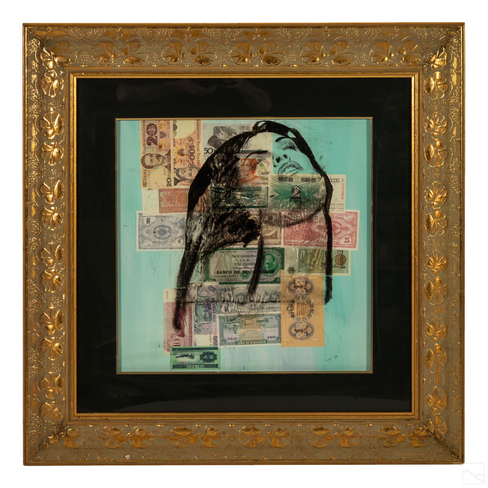 Royi Akavia b1956 Abstract Money Portrait Painting (1 of 3)